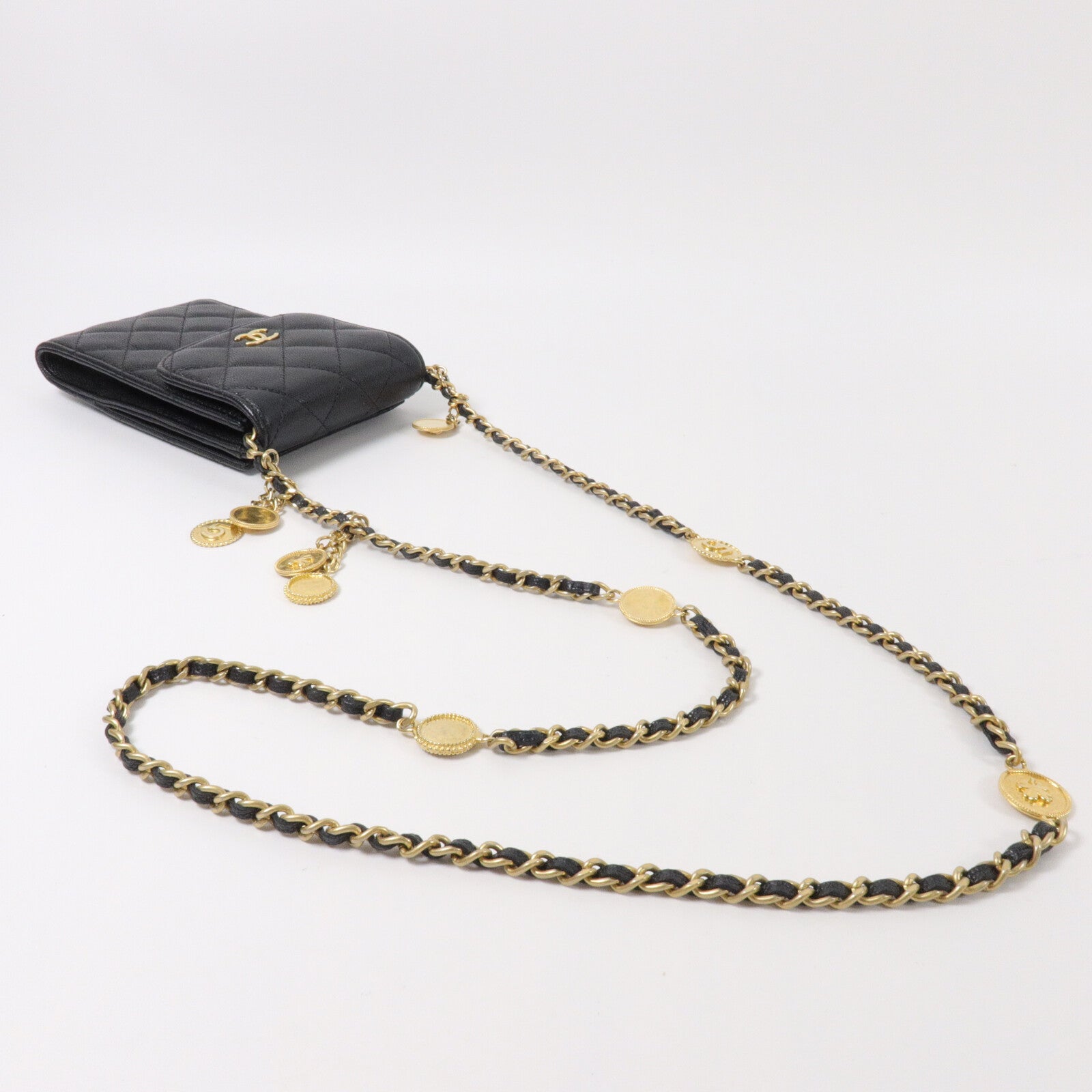 CHANEL 牛皮皮革Phone Bag鏈帶肩背袋
