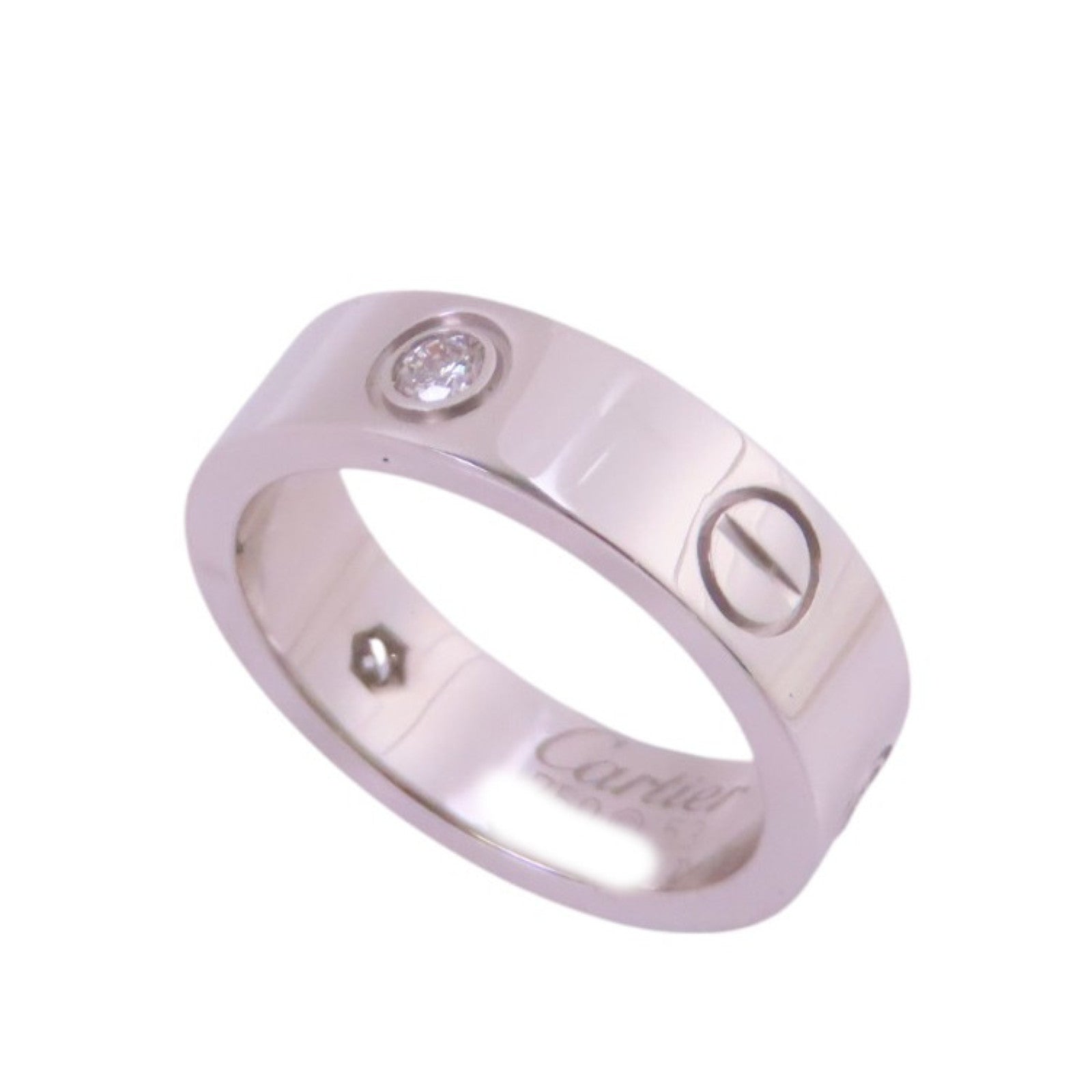 CARTIER 18K白金/鑽石Love Ring 3P Diamond Ring戒指Cartier#53/US#6.25