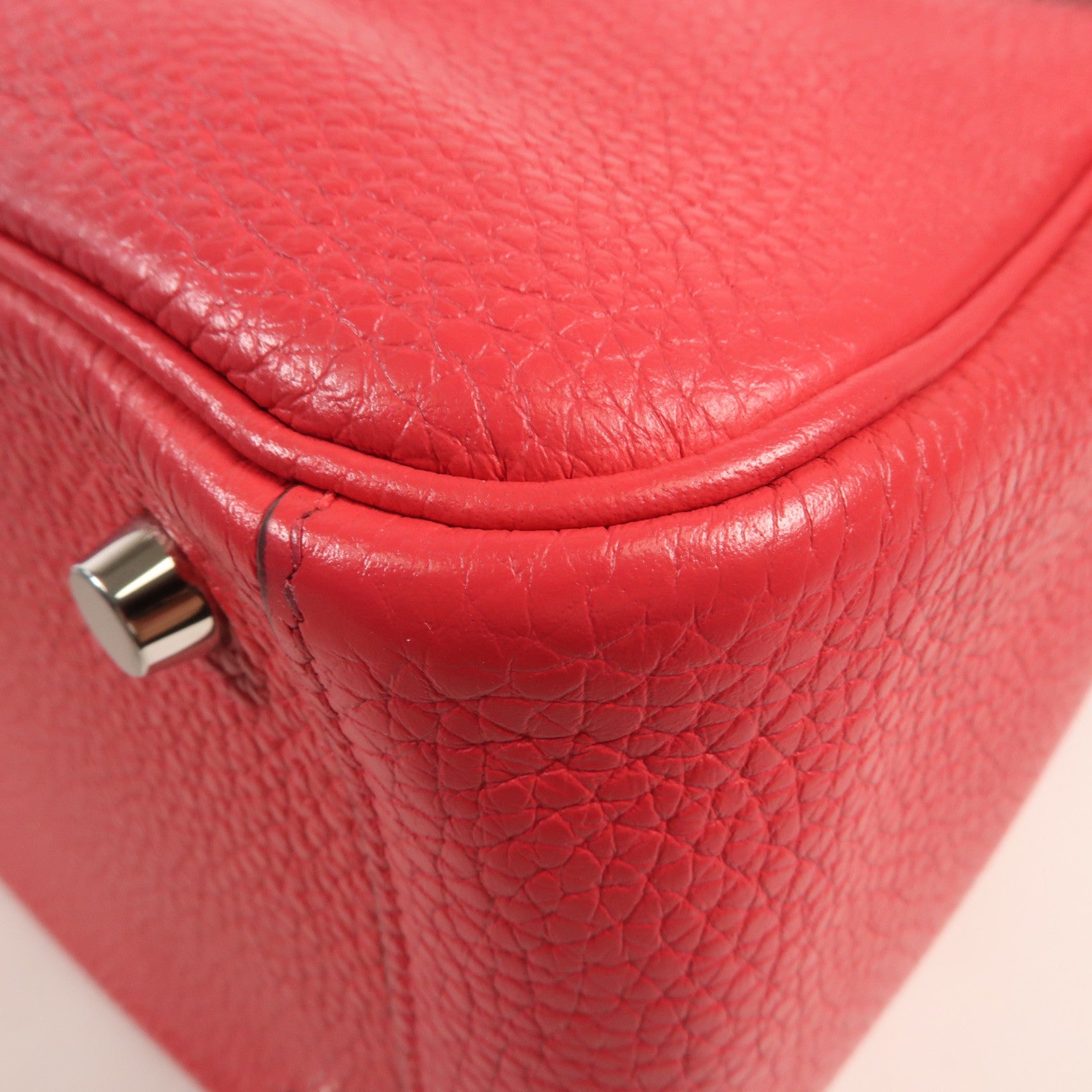 HERMES Clemence皮革Lindy 26銀扣手挽肩背兩用袋 Rose Extreme