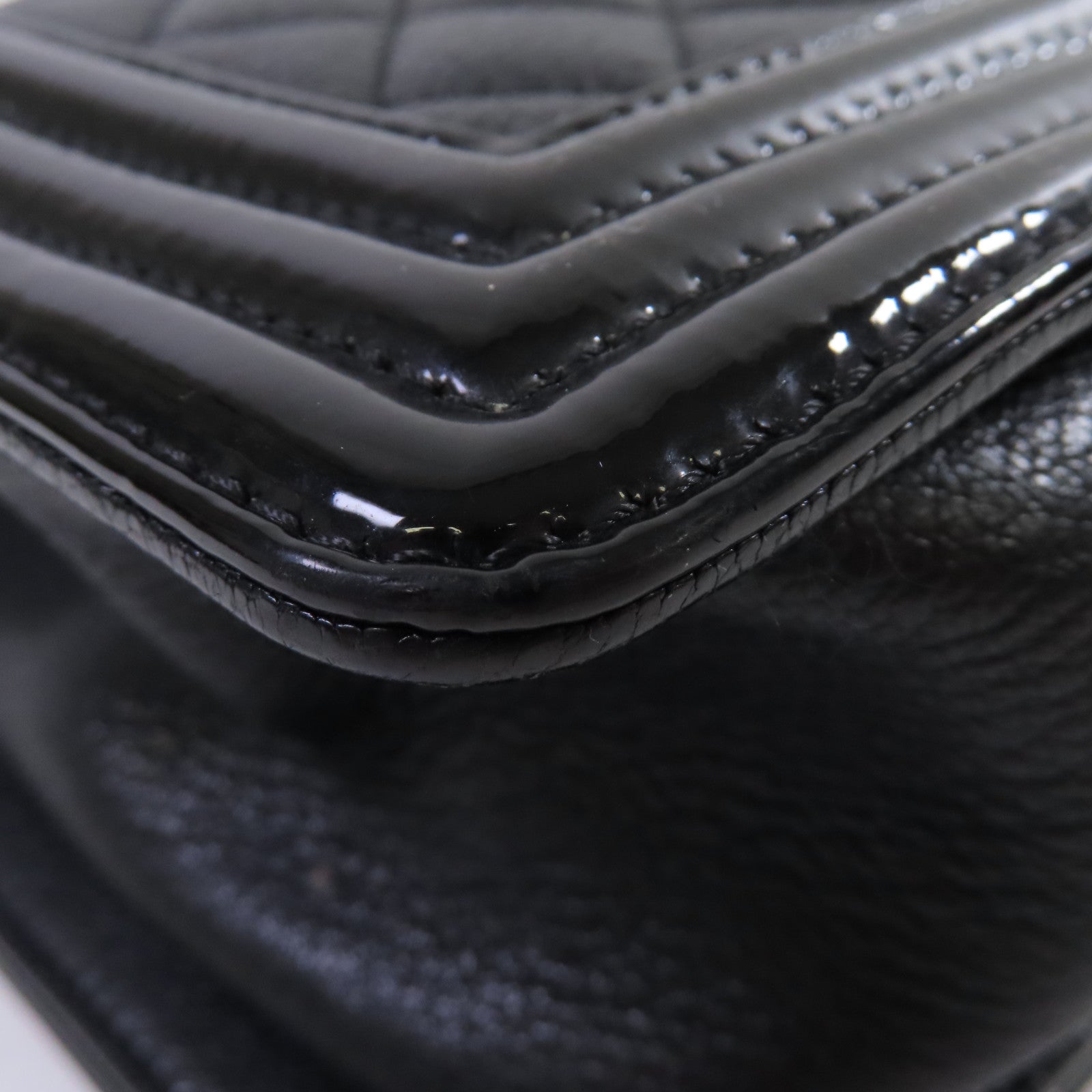 CHANEL 【激減優惠】菱格牛皮皮革Boy Chanel 25 Chain Shoulder Bag銀扣鏈帶肩背袋黑色
