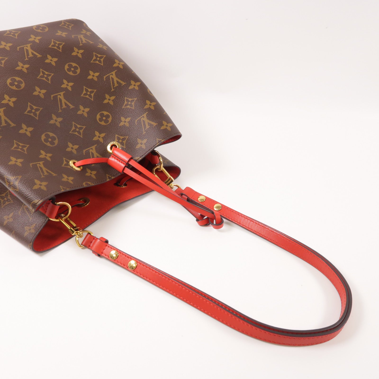 LOUIS VUITTON Monogram Neo Noe Bucket Bag金扣肩背袋Coquelicot/紅色