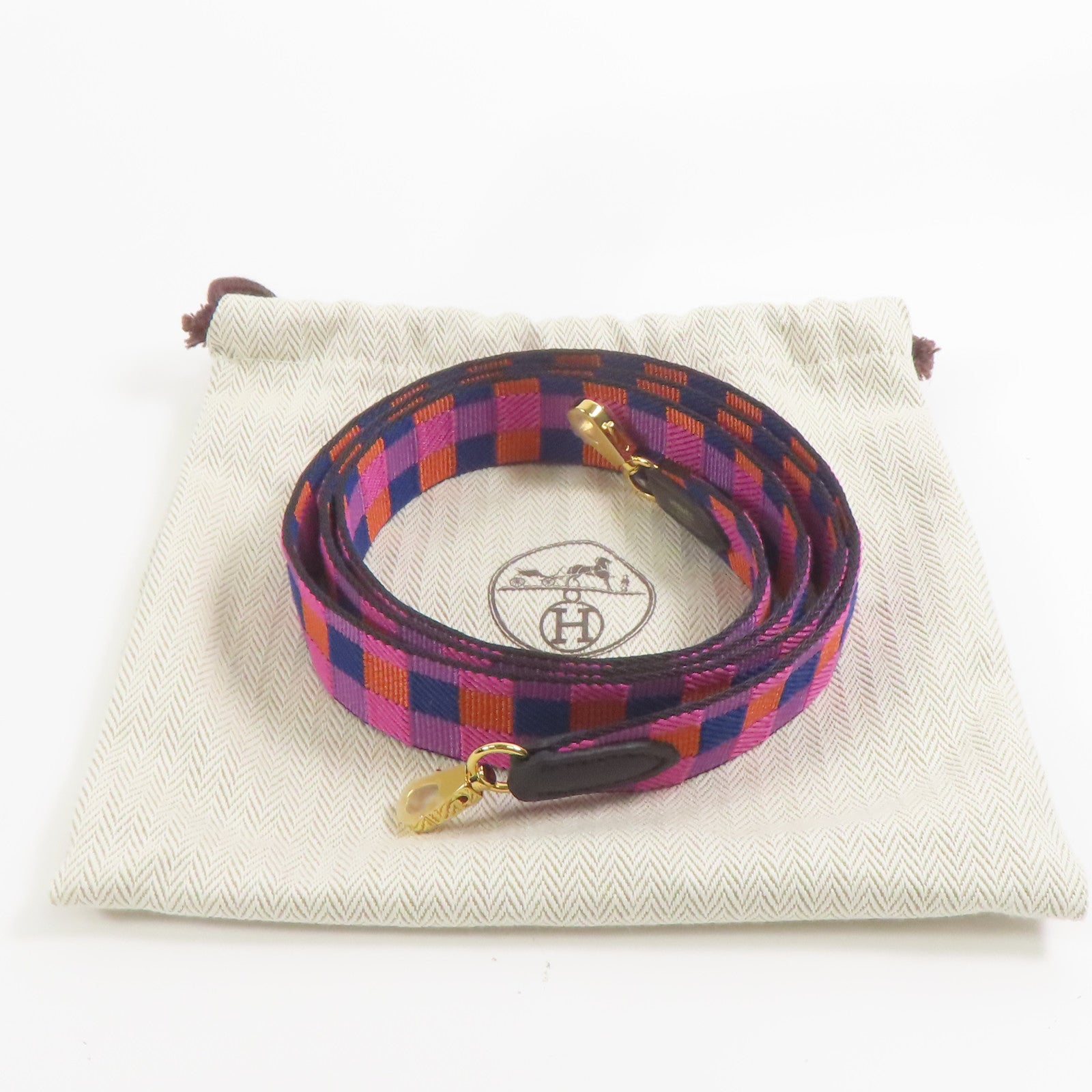 HERMES 帆布Strap金扣肩背帶