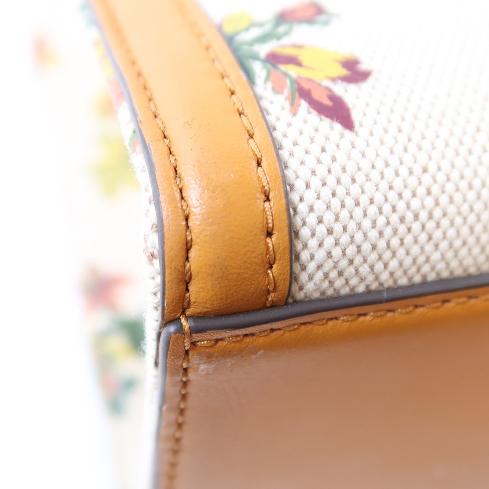 Tory Burch 帆布/牛皮皮革Tote Bag金扣手挽肩背兩用袋米色/黃色/綠色