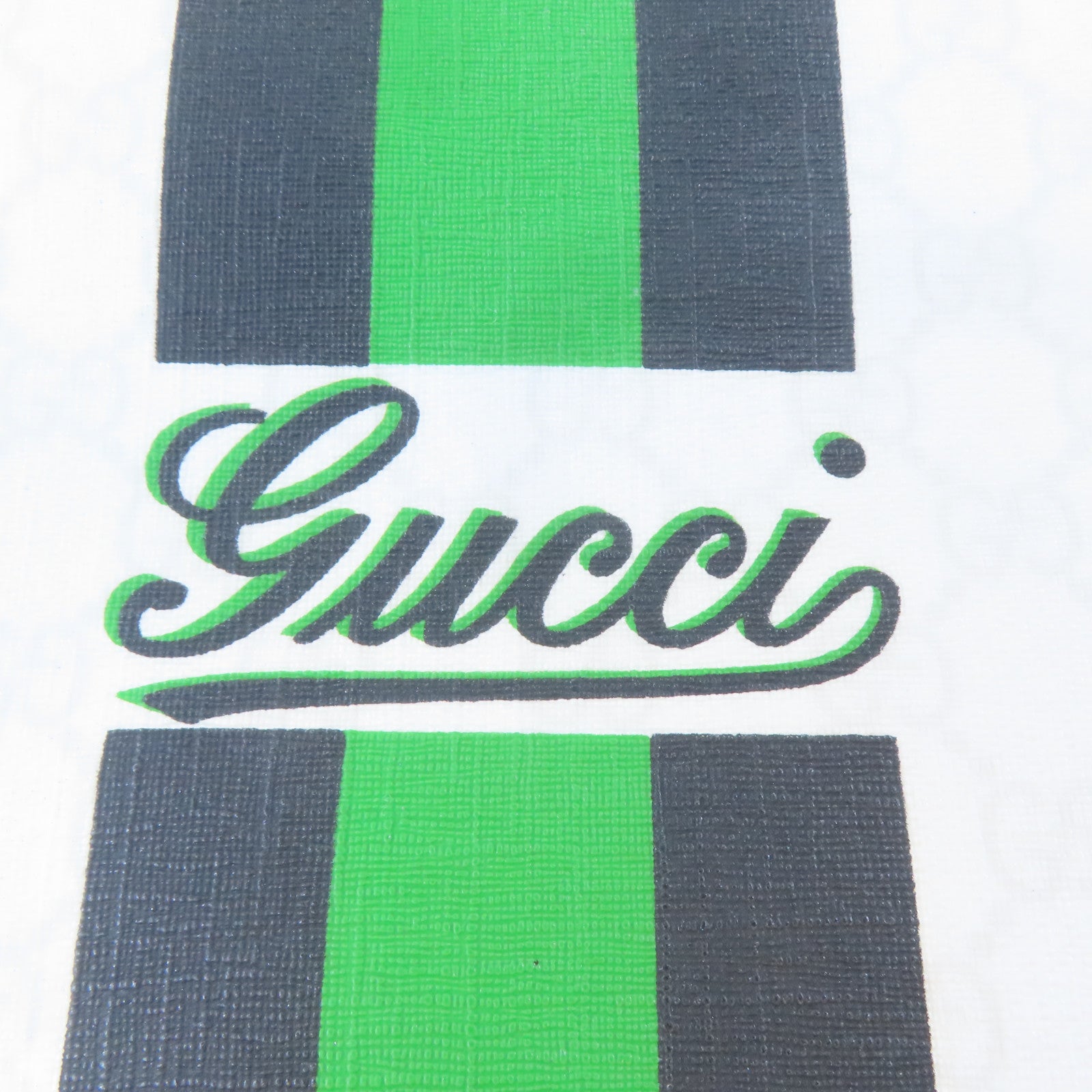 GUCCI 塗層帆布/皮革Shoulder Tote Bag銀扣肩背袋/手挽袋白色/綠色