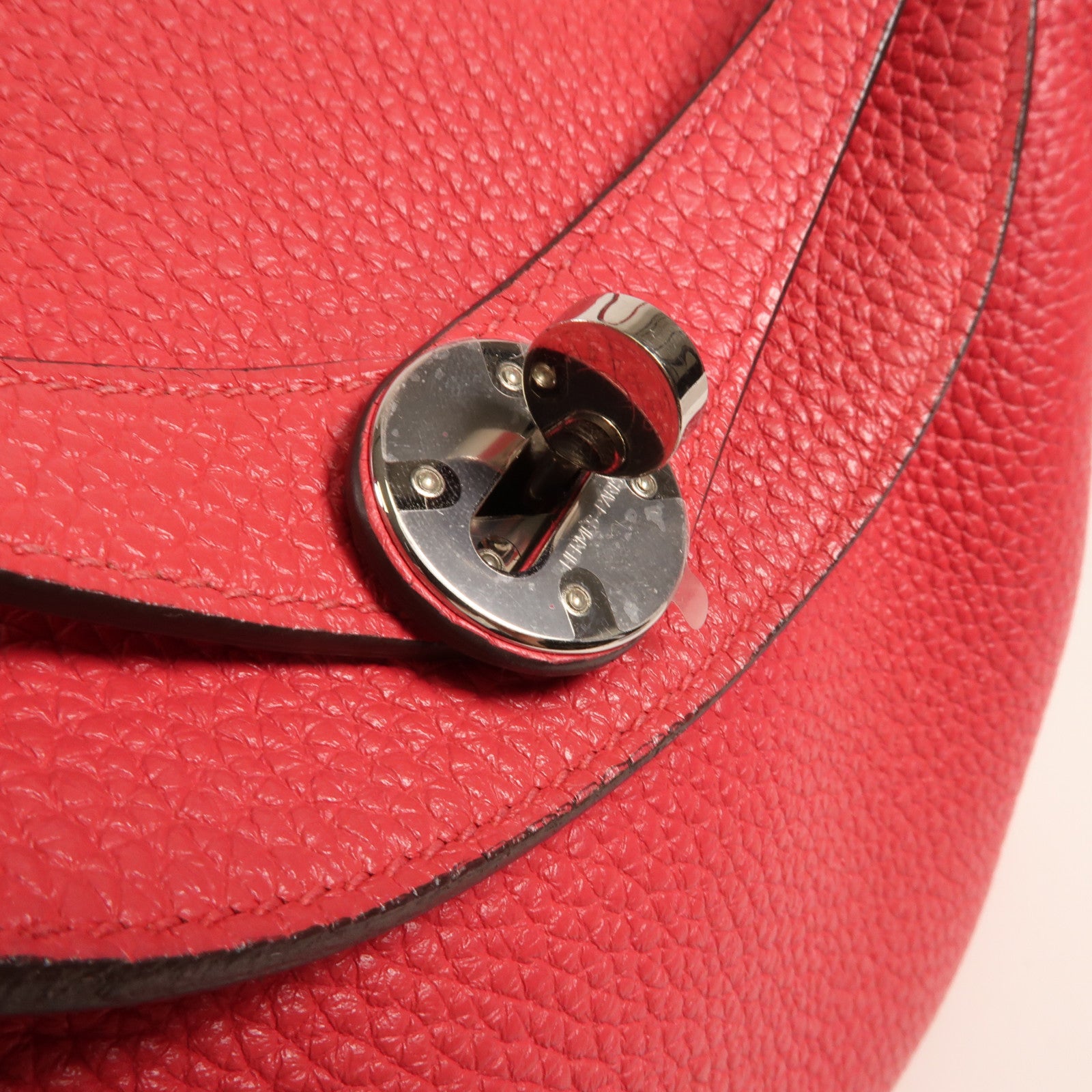 HERMES Clemence皮革Lindy 26銀扣手挽肩背兩用袋 Rose Extreme
