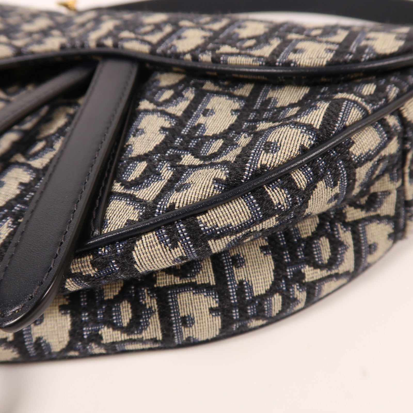 Dior 帆布Saddle金扣肩背袋藍色