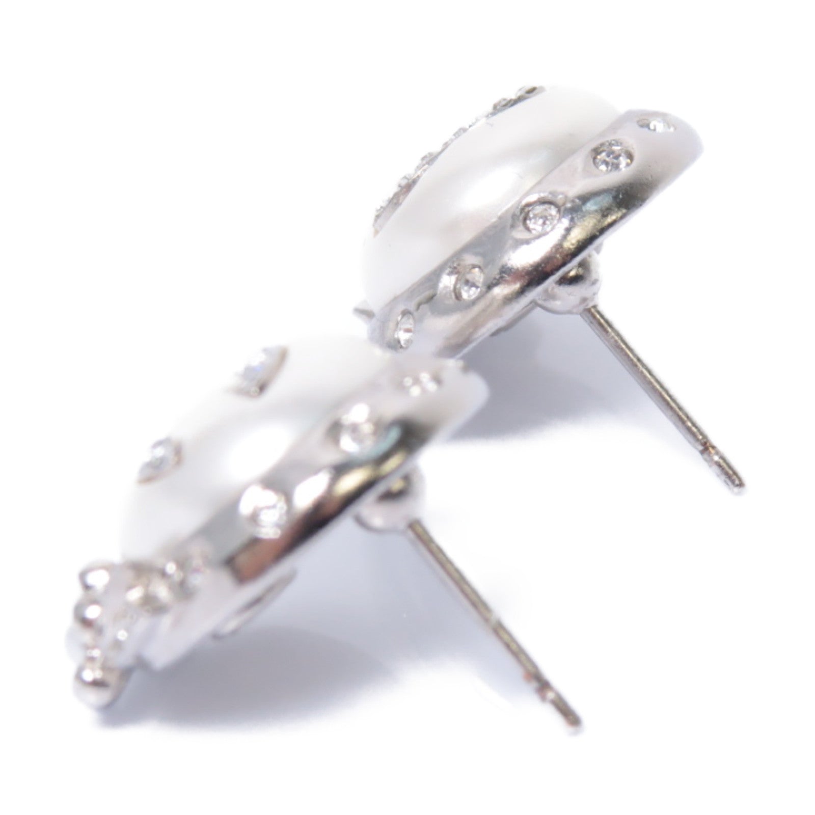 CHANEL 【激減優惠】PVC金屬Earrings耳環銀色/白色