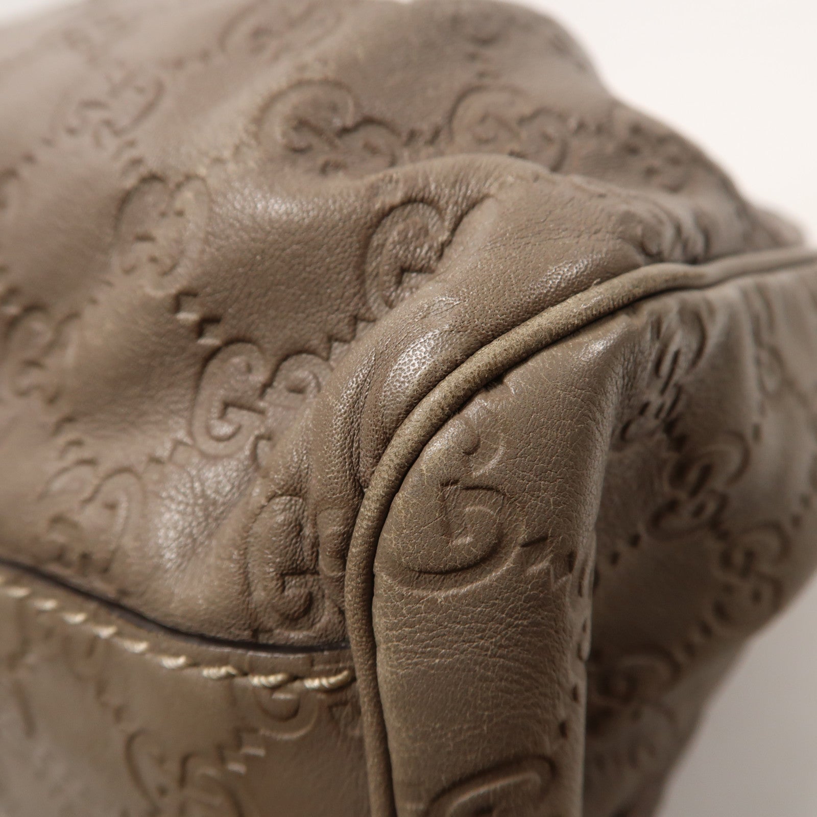 GUCCI 牛皮皮革Sukey Tote Handbag銀扣手挽袋灰色