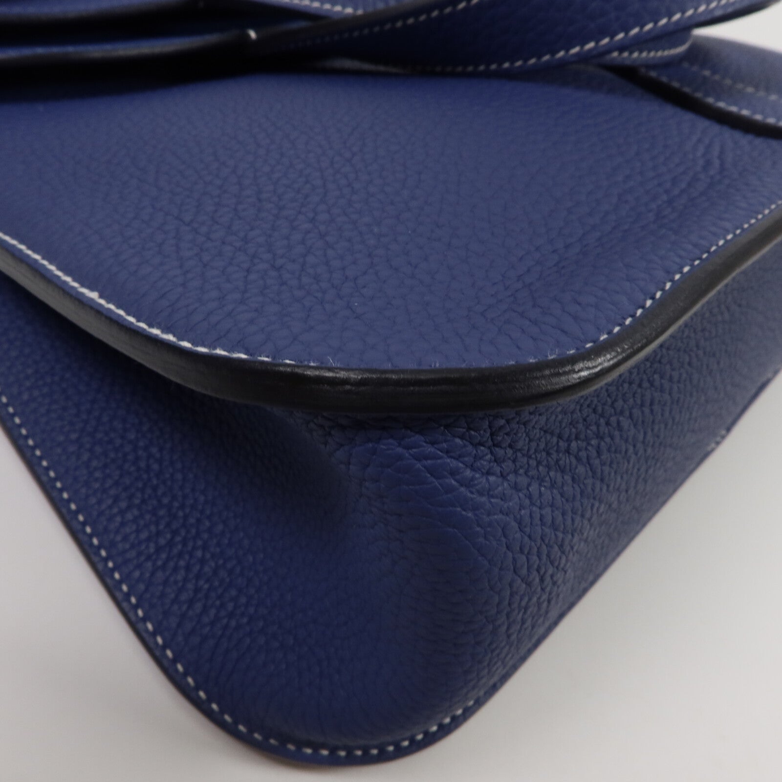 HERMES Clemence皮革Halzan 31手挽肩背兩用袋Bleu Brighton