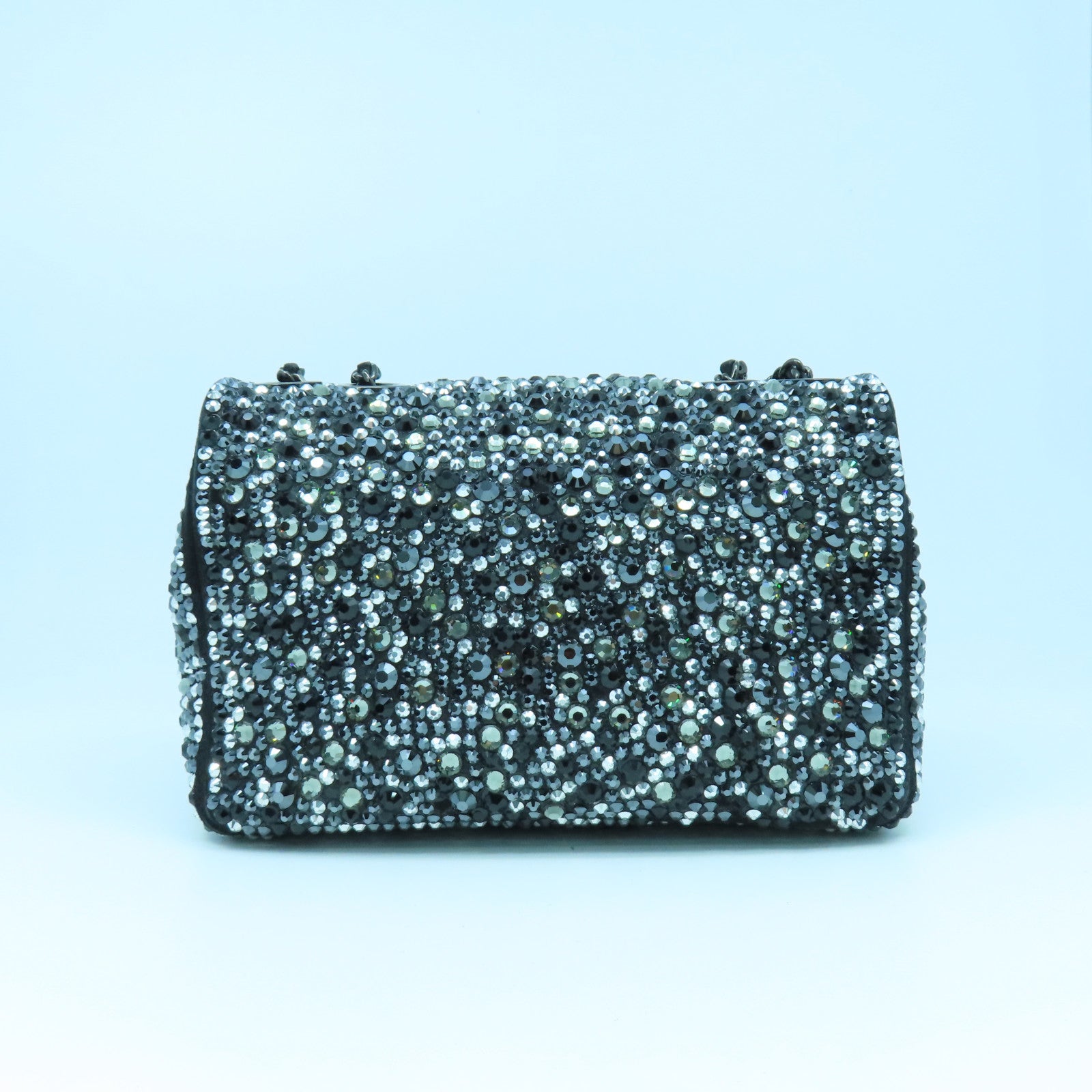 CHANEL 【清倉大減價】麂皮皮革/水晶Chain Shoulder Bag鏈帶肩背袋黑色