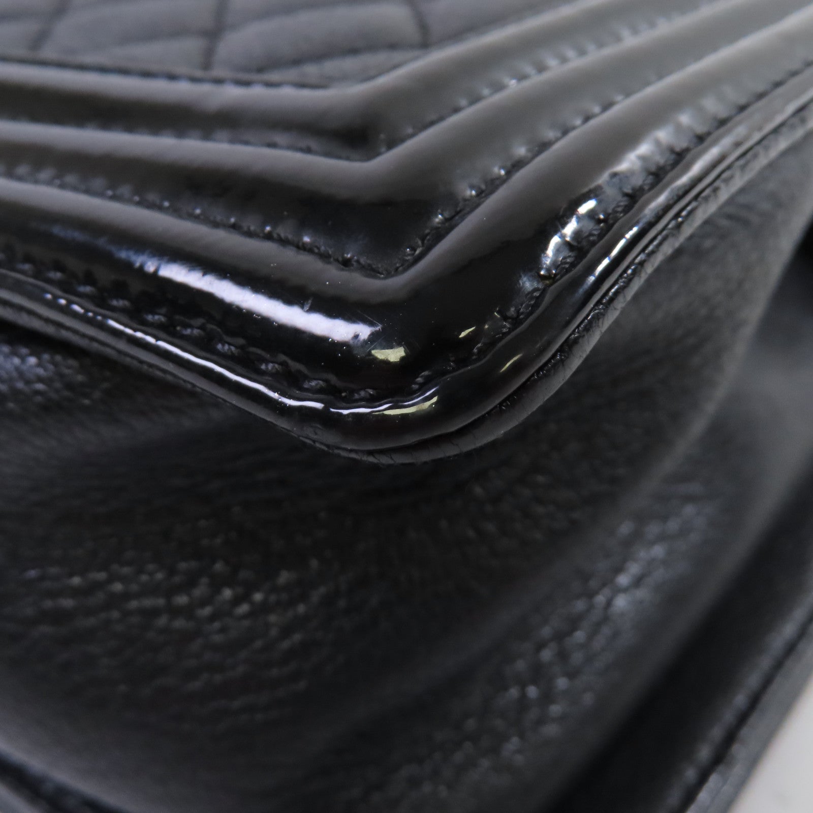 CHANEL 【激減優惠】菱格牛皮皮革Boy Chanel 25 Chain Shoulder Bag銀扣鏈帶肩背袋黑色