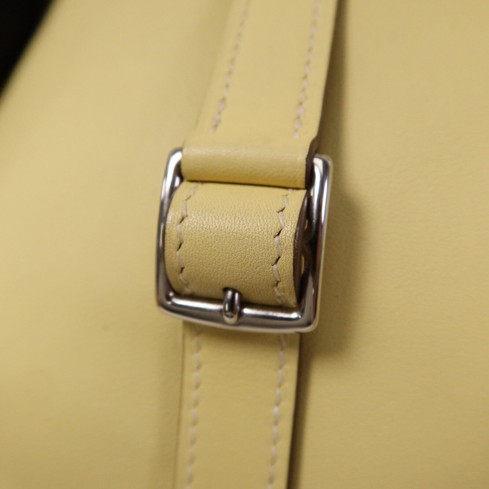 HERMES Swift皮革Mini Halzan銀扣手挽肩背兩用袋Jaune Poussin