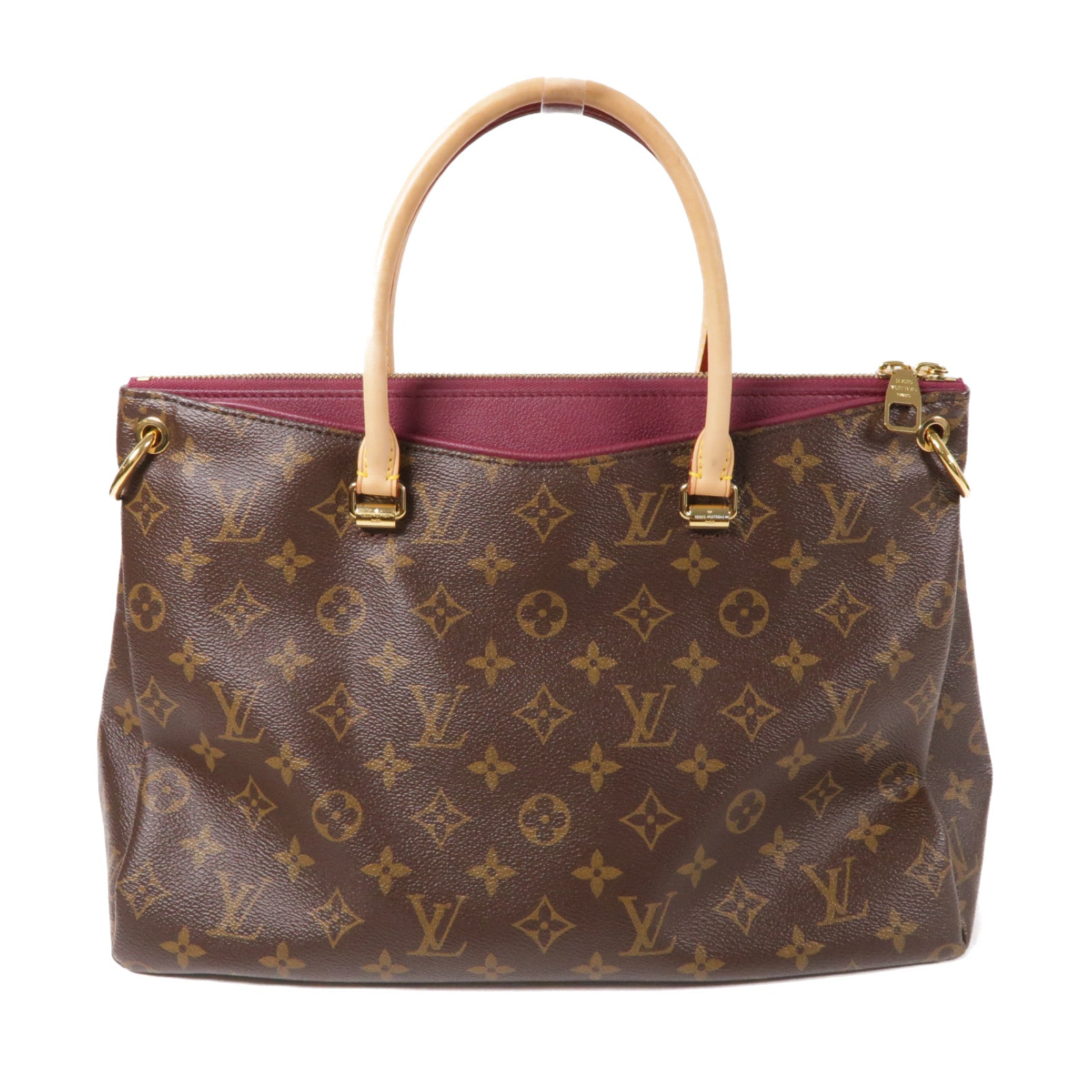 LOUIS VUITTON Monogram Pallas MM金扣手挽肩背兩用袋紅色/啡色