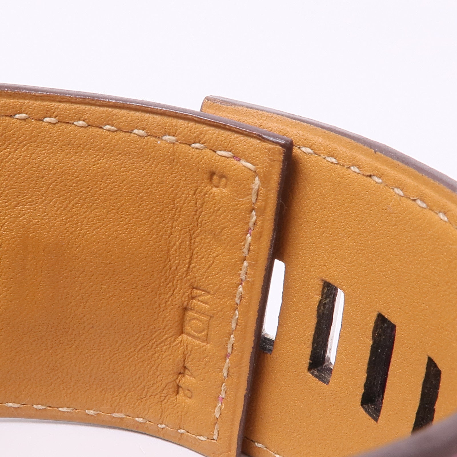 HERMES Swift皮革Collier de Chien銀扣手鐲Cyclamen