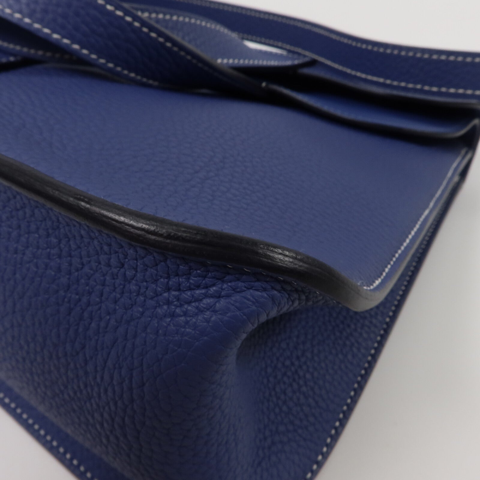 HERMES Clemence皮革Halzan 31手挽肩背兩用袋Bleu Brighton
