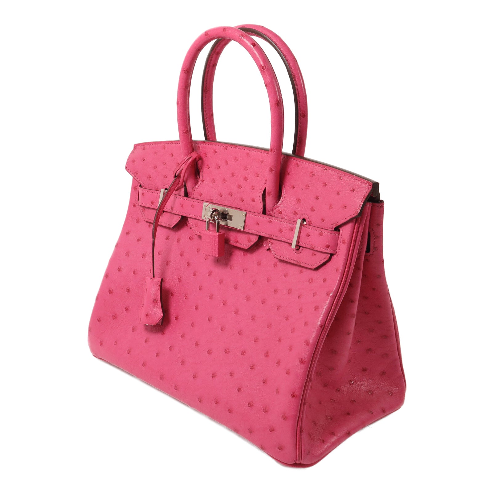 HERMES 鴕鳥皮革Birkin 30手挽袋Rose Tyrien