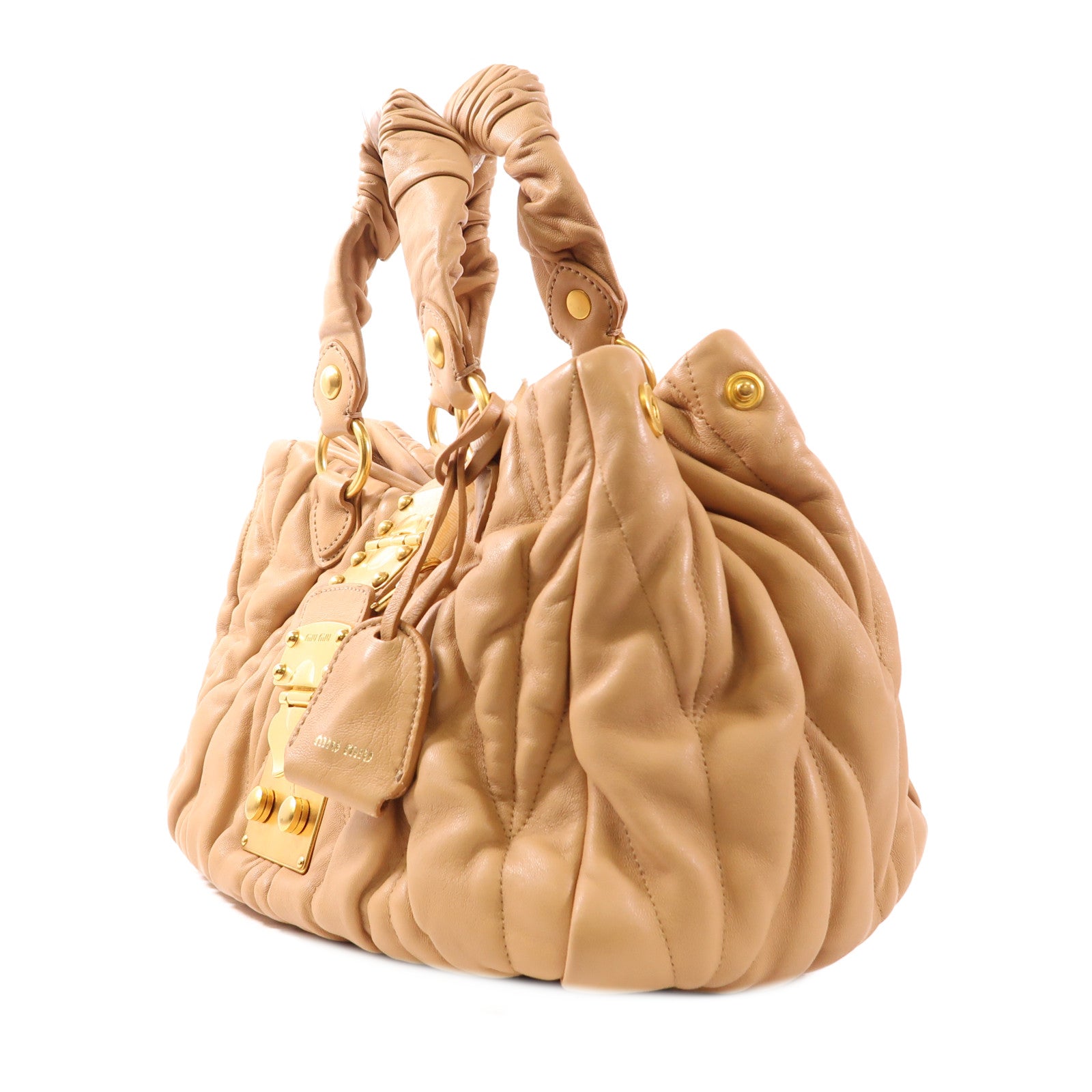 Miu Miu 羊皮皮革Handbag金扣手挽袋