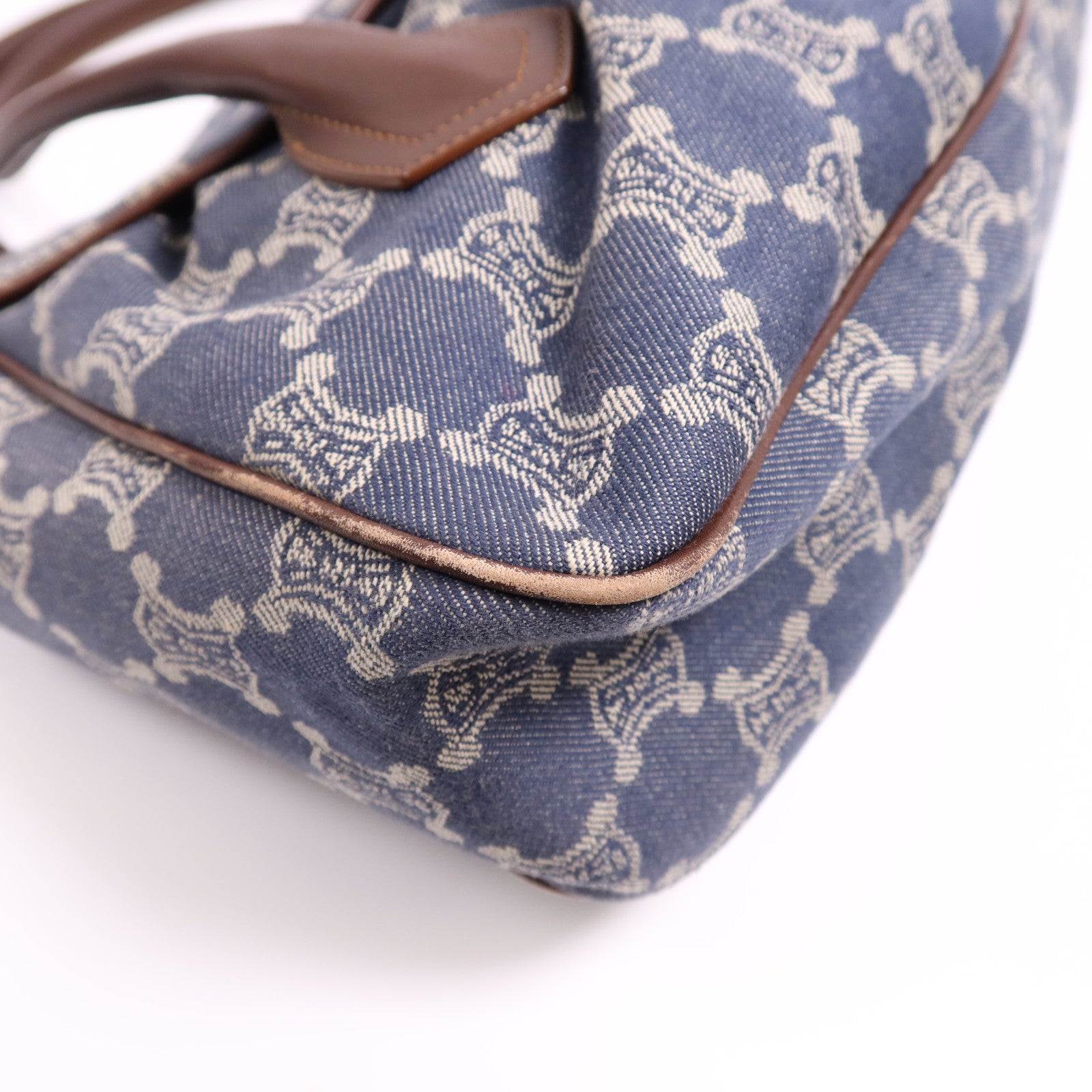 CELINE 牛仔布/皮革Macadam Hand Bag金扣手挽袋