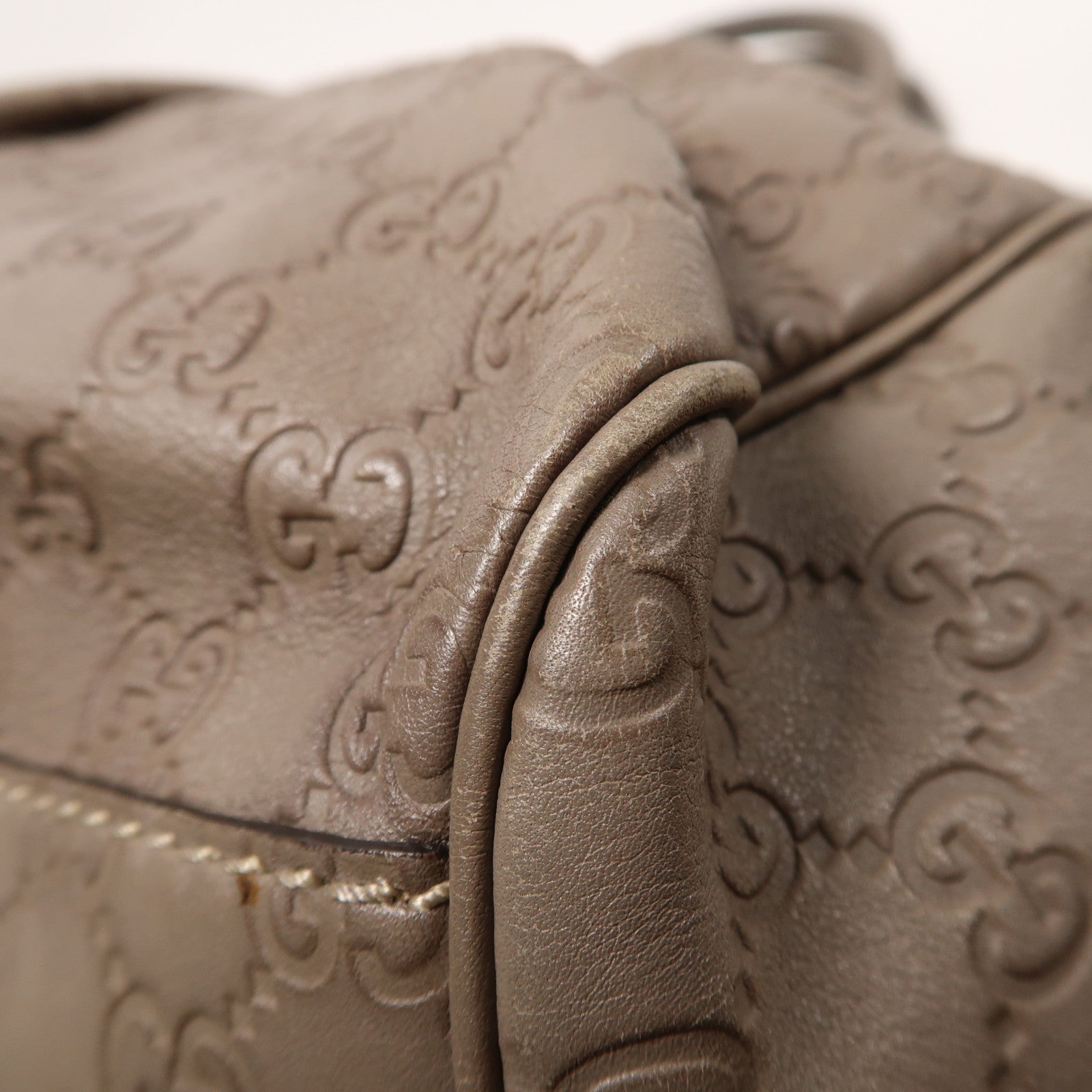 GUCCI 牛皮皮革Sukey Tote Handbag銀扣手挽袋灰色