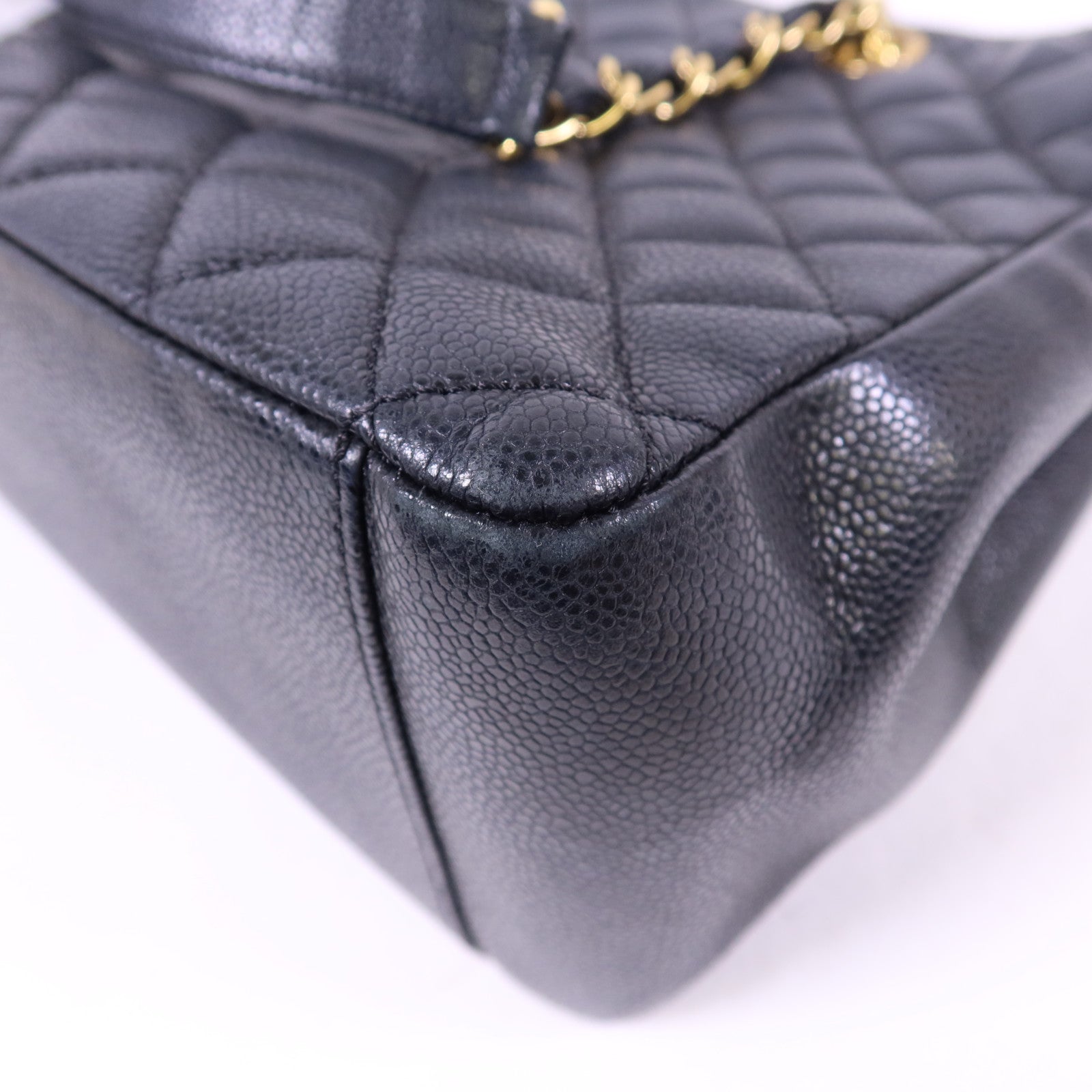 CHANEL 牛皮皮革GST Grand Shopping Tote Bag金扣鏈帶肩背袋