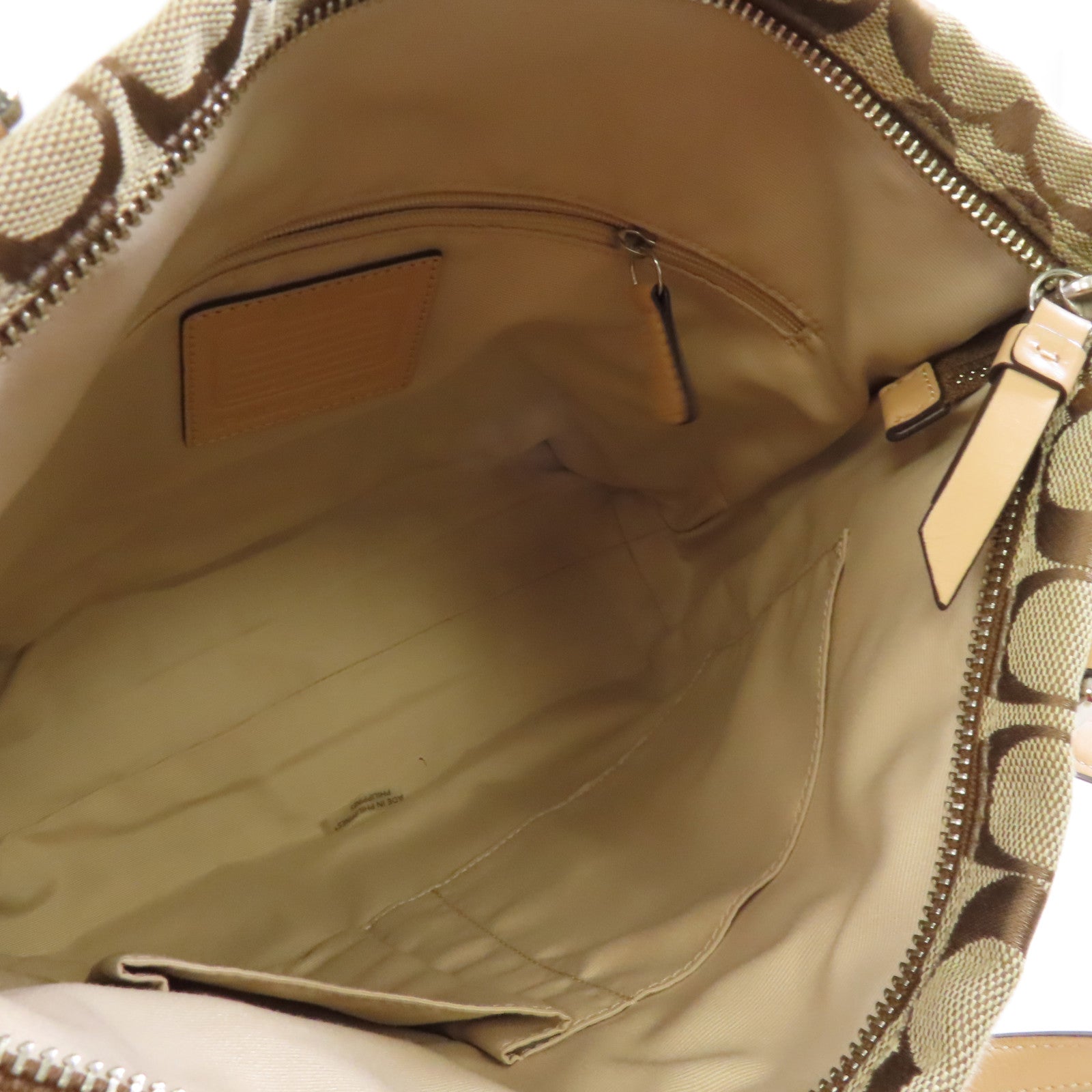 COACH 【激減優惠】帆布Tote Bag銀扣手挽袋啡色/粉紅色