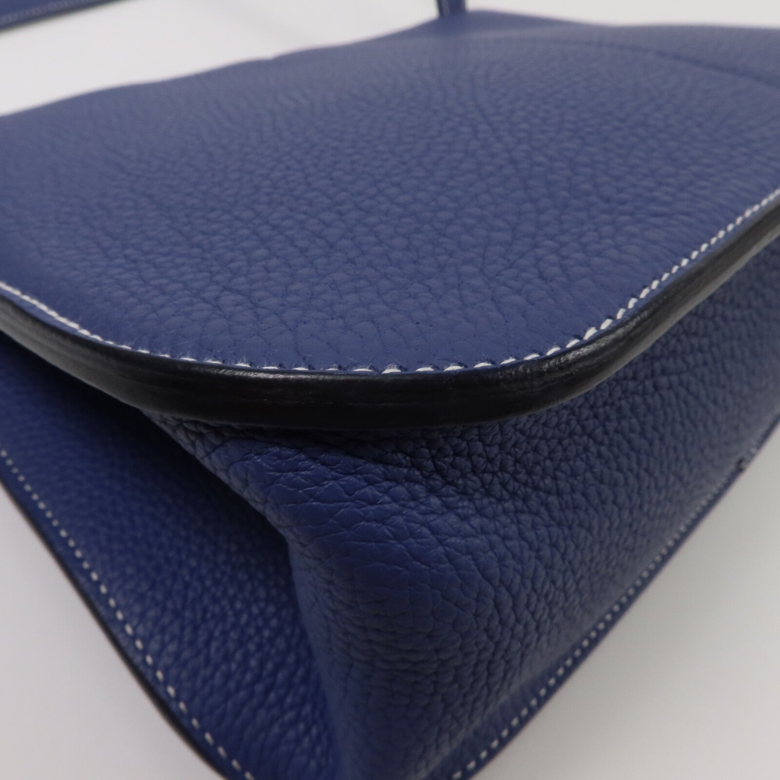 HERMES Clemence皮革Halzan 31手挽肩背兩用袋Bleu Brighton