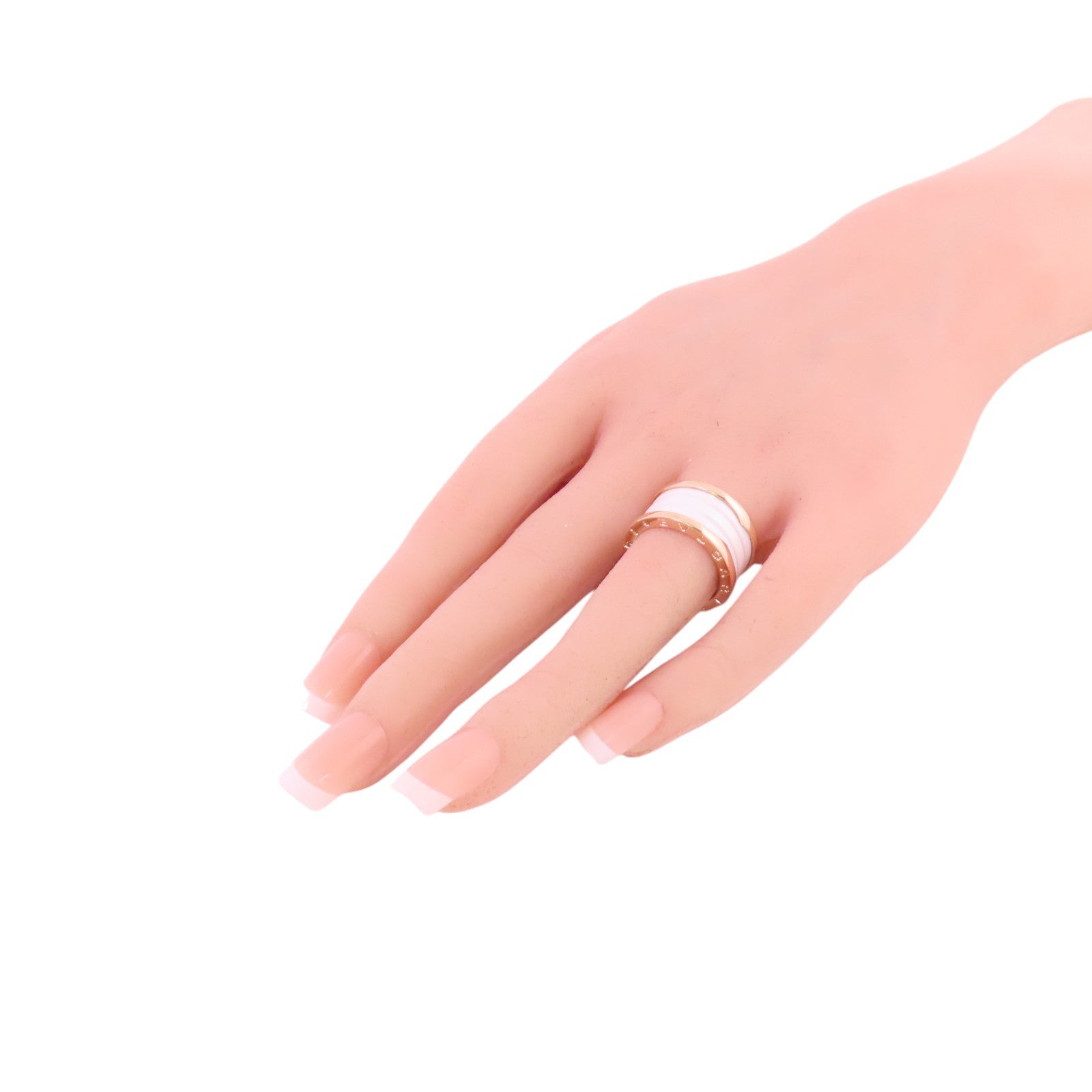 BVLGARI 18K玫瑰金/陶瓷B-Zero 1 4Band Ring戒指#54/US#6.25