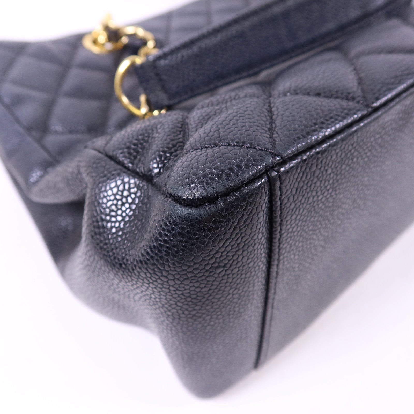 CHANEL 牛皮皮革GST Grand Shopping Tote Bag金扣鏈帶肩背袋