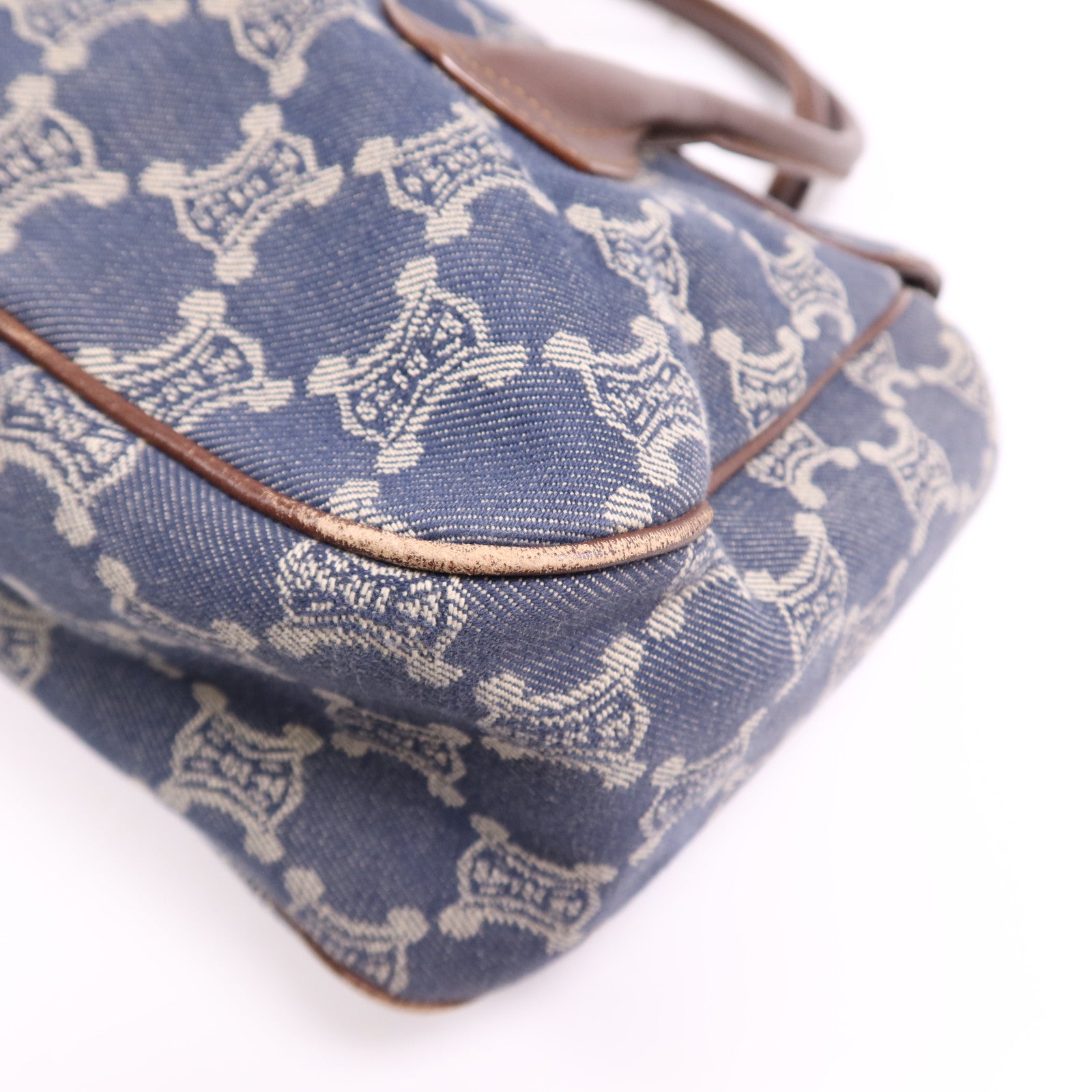 CELINE 牛仔布/皮革Macadam Hand Bag金扣手挽袋