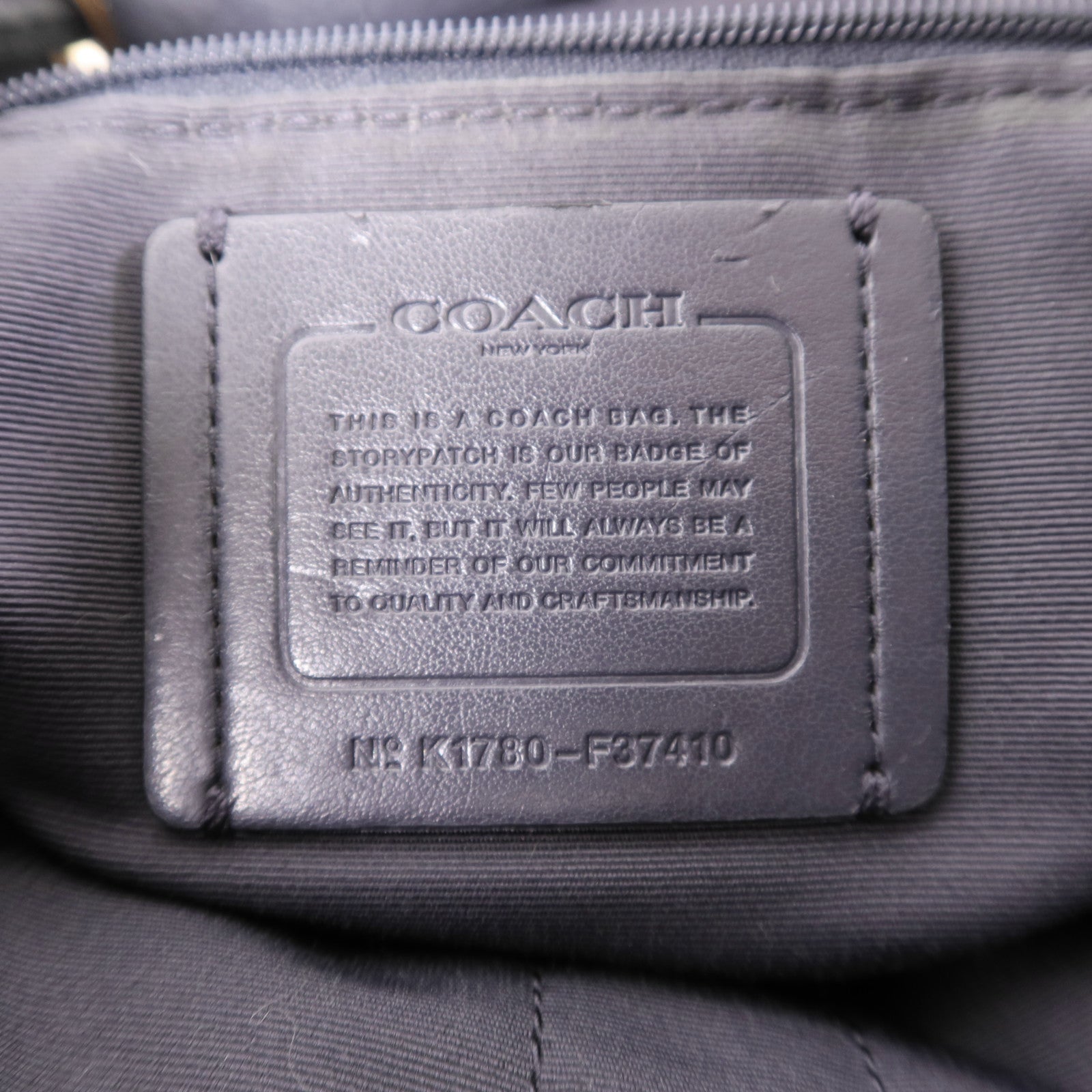 COACH GHW Backpack F37410 Calfskin Leather Grey