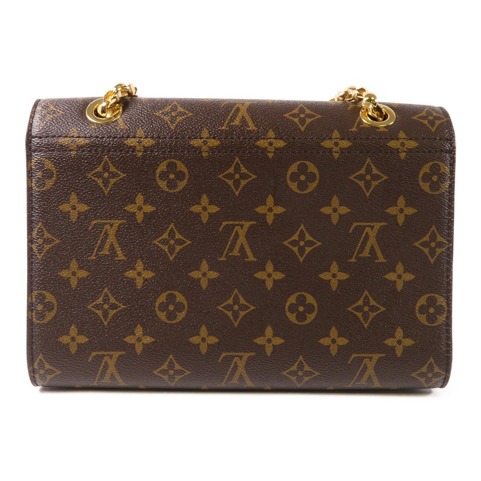 LOUIS VUITTON LV GHW Victoire Chain Shoulder Bag M44038 Monogram Brown/Navy