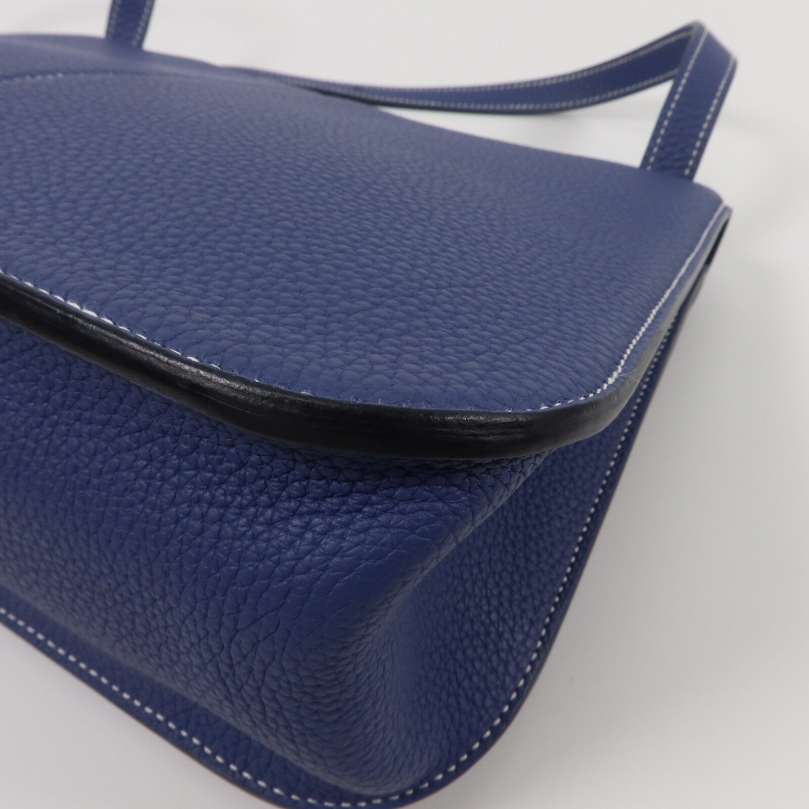 HERMES Clemence皮革Halzan 31手挽肩背兩用袋Bleu Brighton