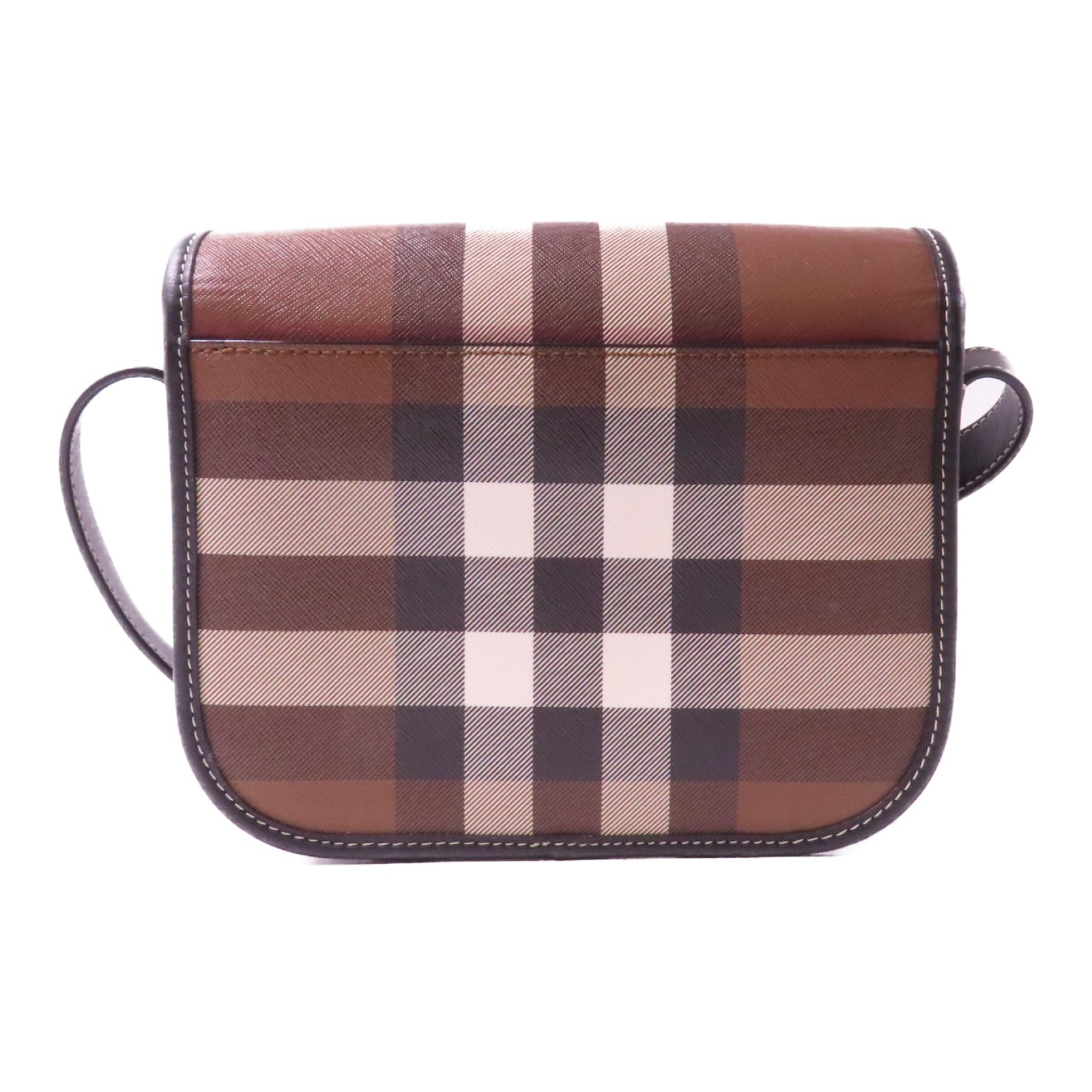 BURBERRY 塗層帆布Shoulder Bag銀扣肩背袋啡色/黑色