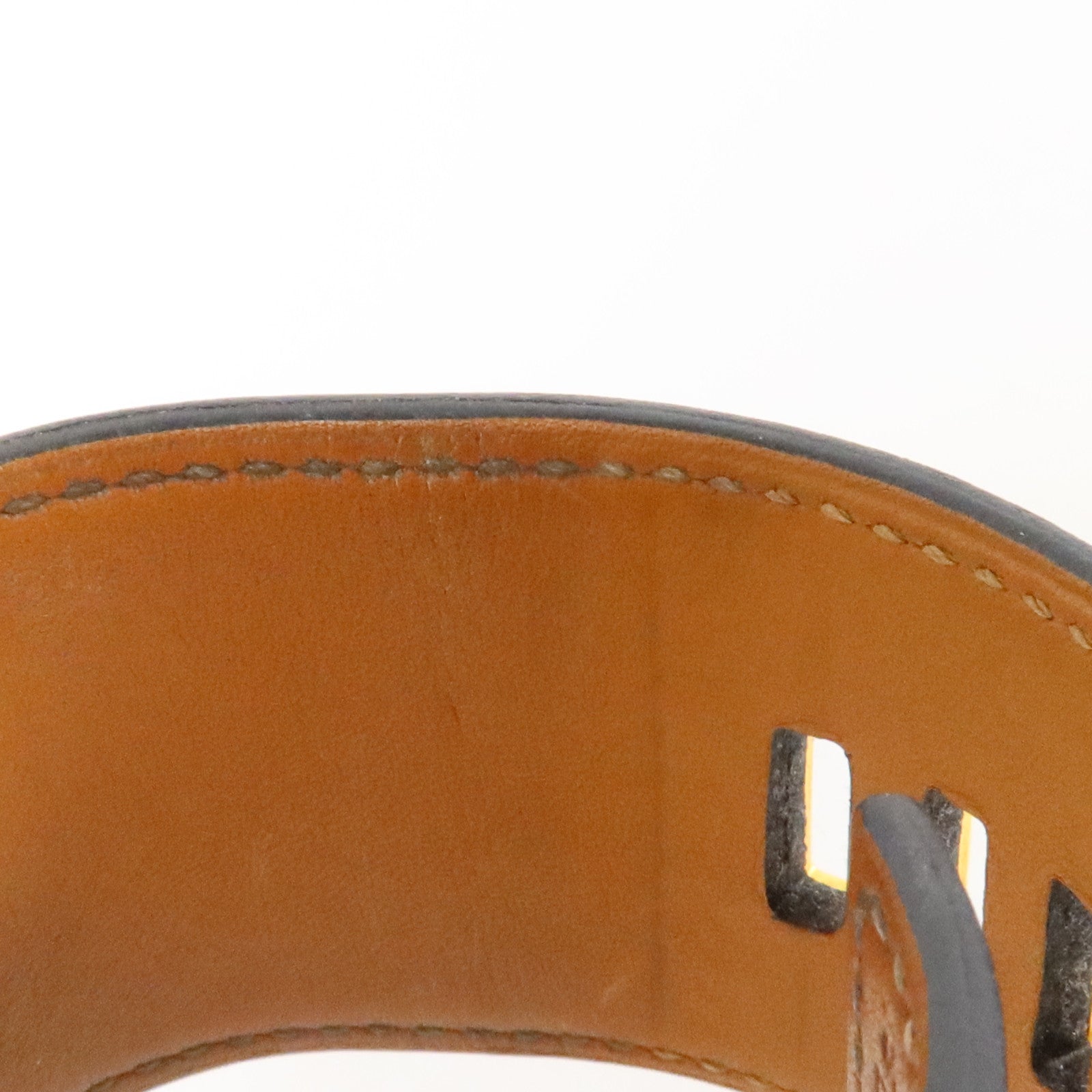 HERMES Swift皮革/金屬Collier De Chien Bracelet金扣手鏈Black