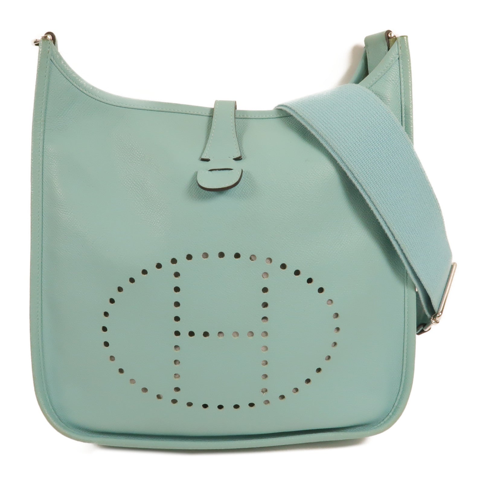 HERMES Epsom皮革Evelyne PM 肩背袋Bleu Atoll