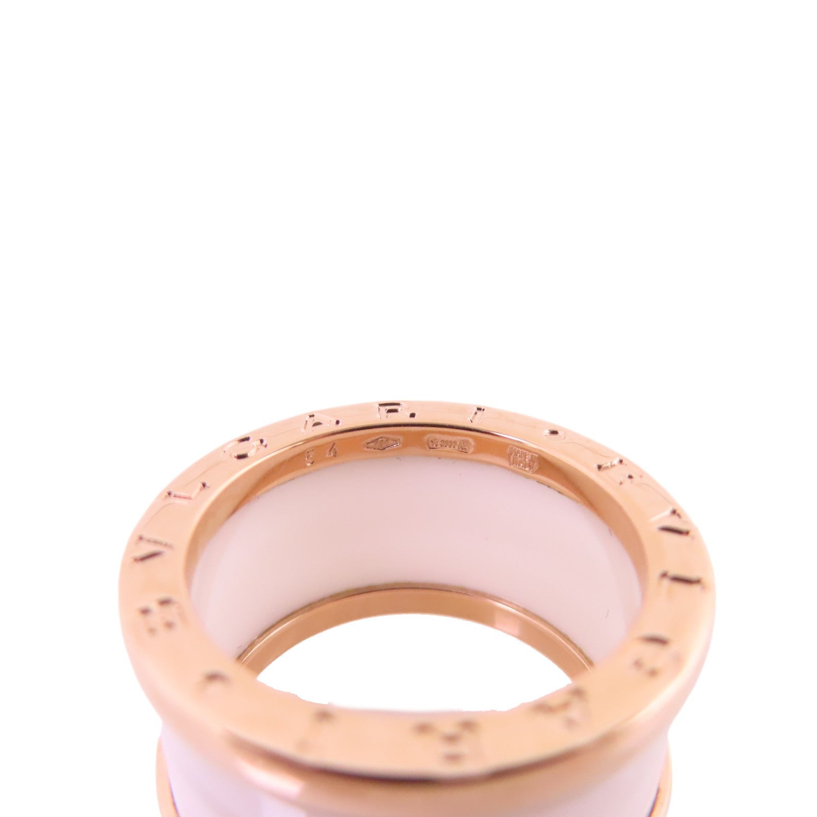BVLGARI 18K玫瑰金/陶瓷B-Zero 1 4Band Ring戒指#54/US#6.25