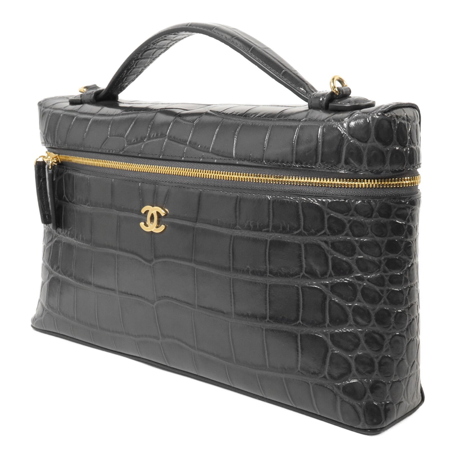 CHANEL 牛皮皮革Vanity Case鏈帶手挽肩背兩用袋