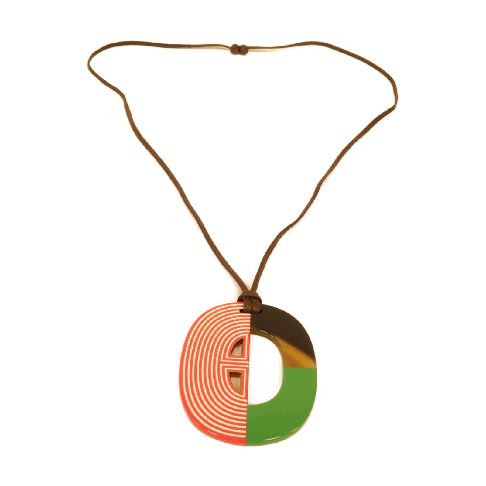 HERMES 【激減優惠】水牛角Necklace項鍊紅色/綠色