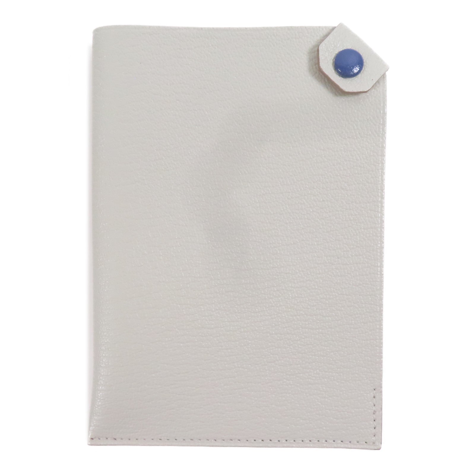 HERMES PHW Passport Case Chevre Leather Grey