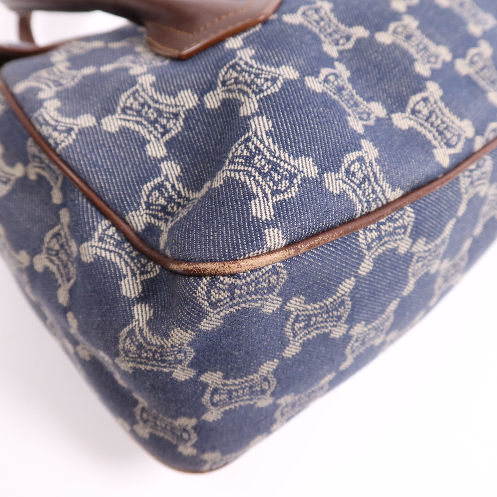 CELINE 牛仔布/皮革Macadam Hand Bag金扣手挽袋