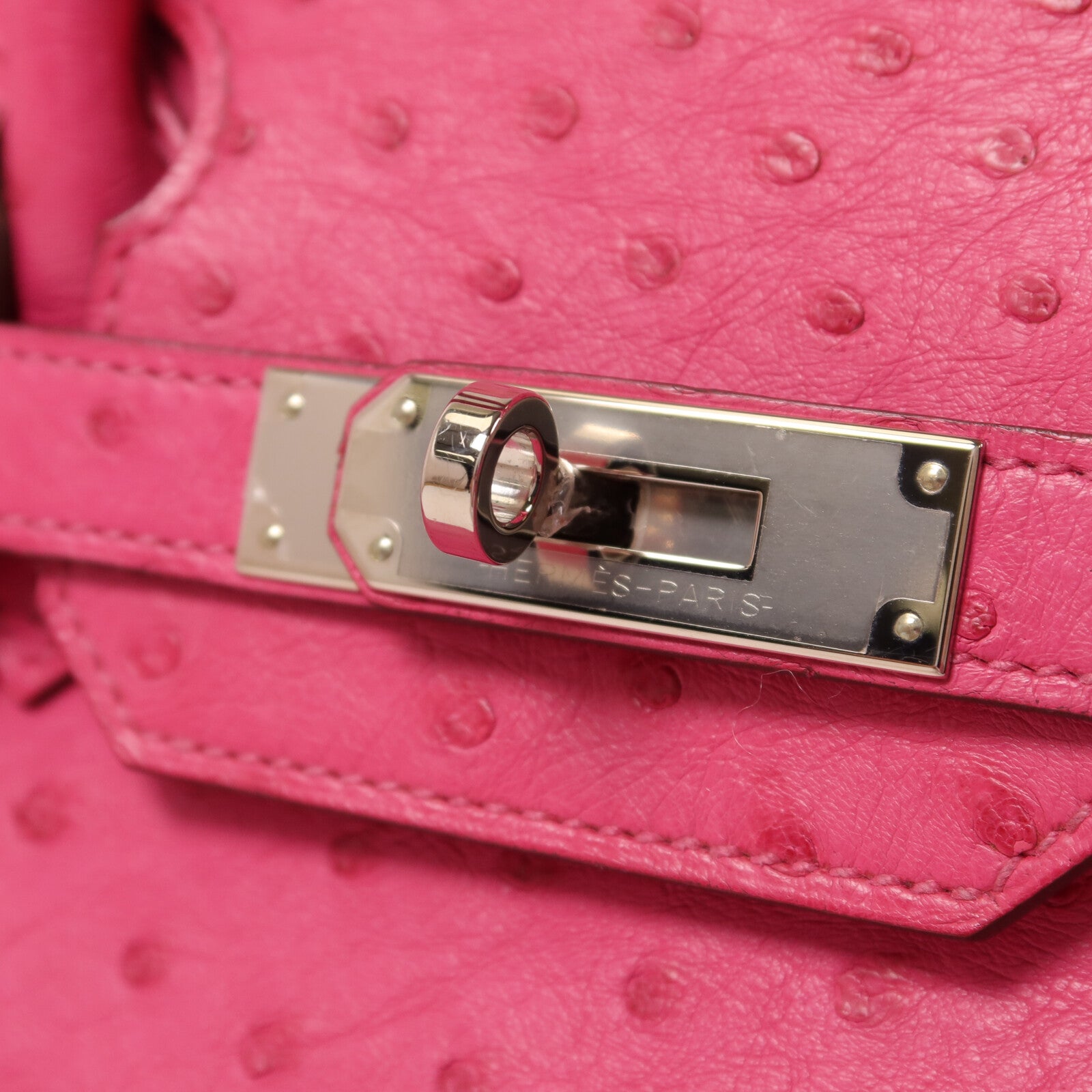 HERMES 鴕鳥皮革Birkin 30手挽袋Rose Tyrien