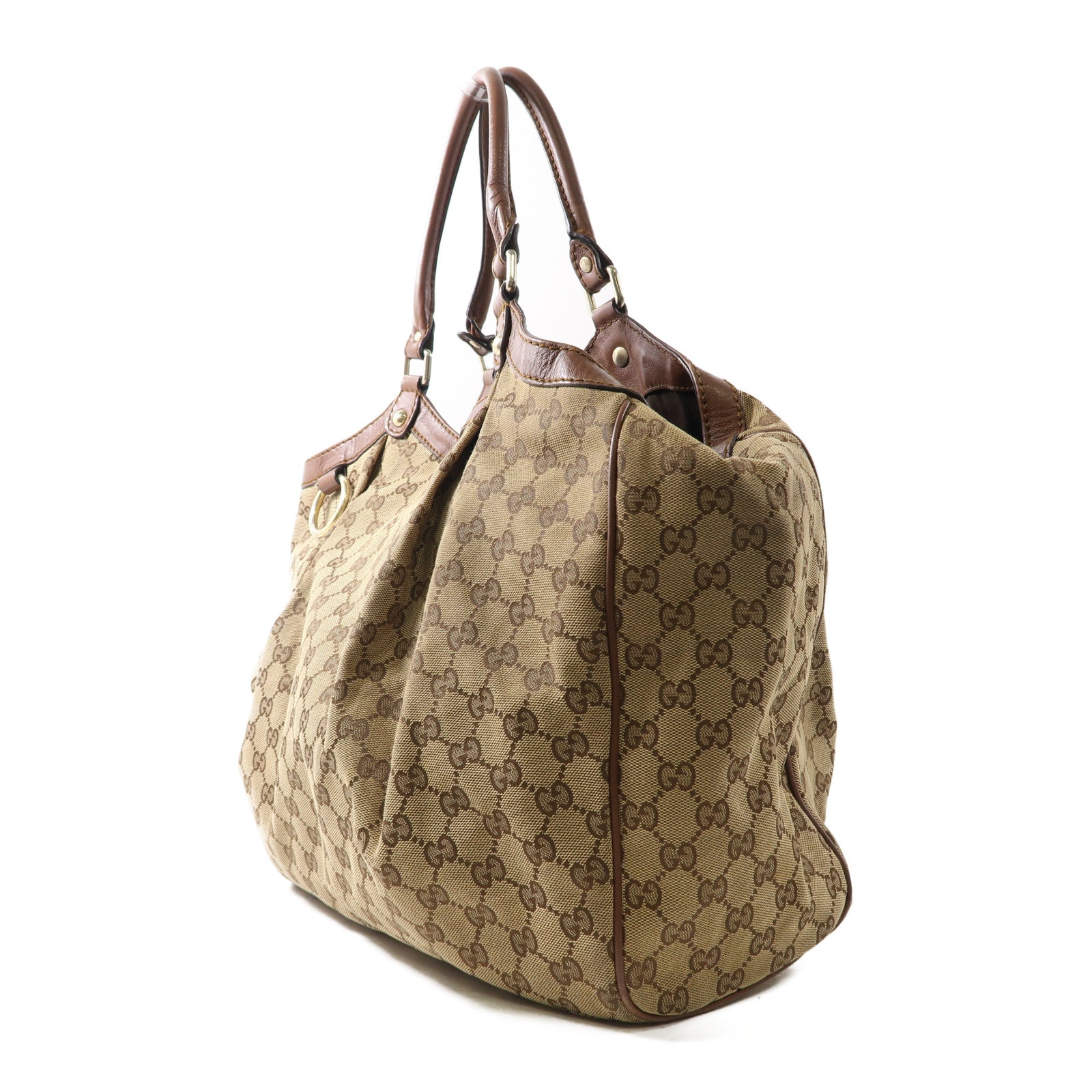 GUCCI GG GHW Sukey Hobo Shoulder Bag 211943 Canvas Brown