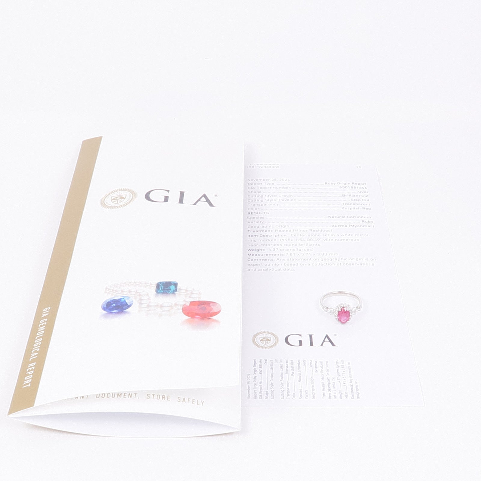 JEWELRY PT950鉑金Ruby/Diamond Ring紅寶石/鑽石戒指US#6