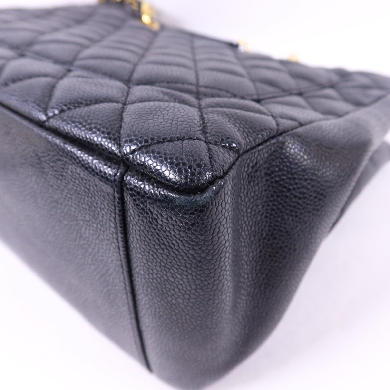 CHANEL 牛皮皮革GST Grand Shopping Tote Bag金扣鏈帶肩背袋