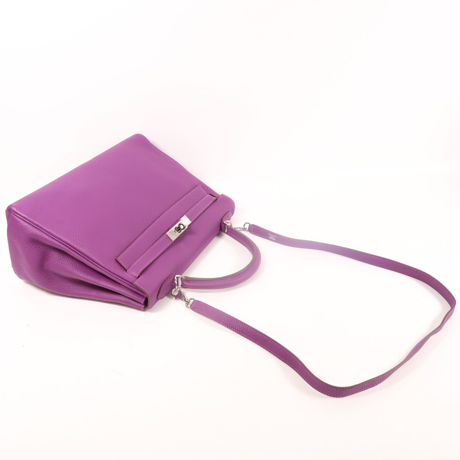 HERMES Togo皮革Kelly 32銀扣手挽肩背兩用袋Anemone