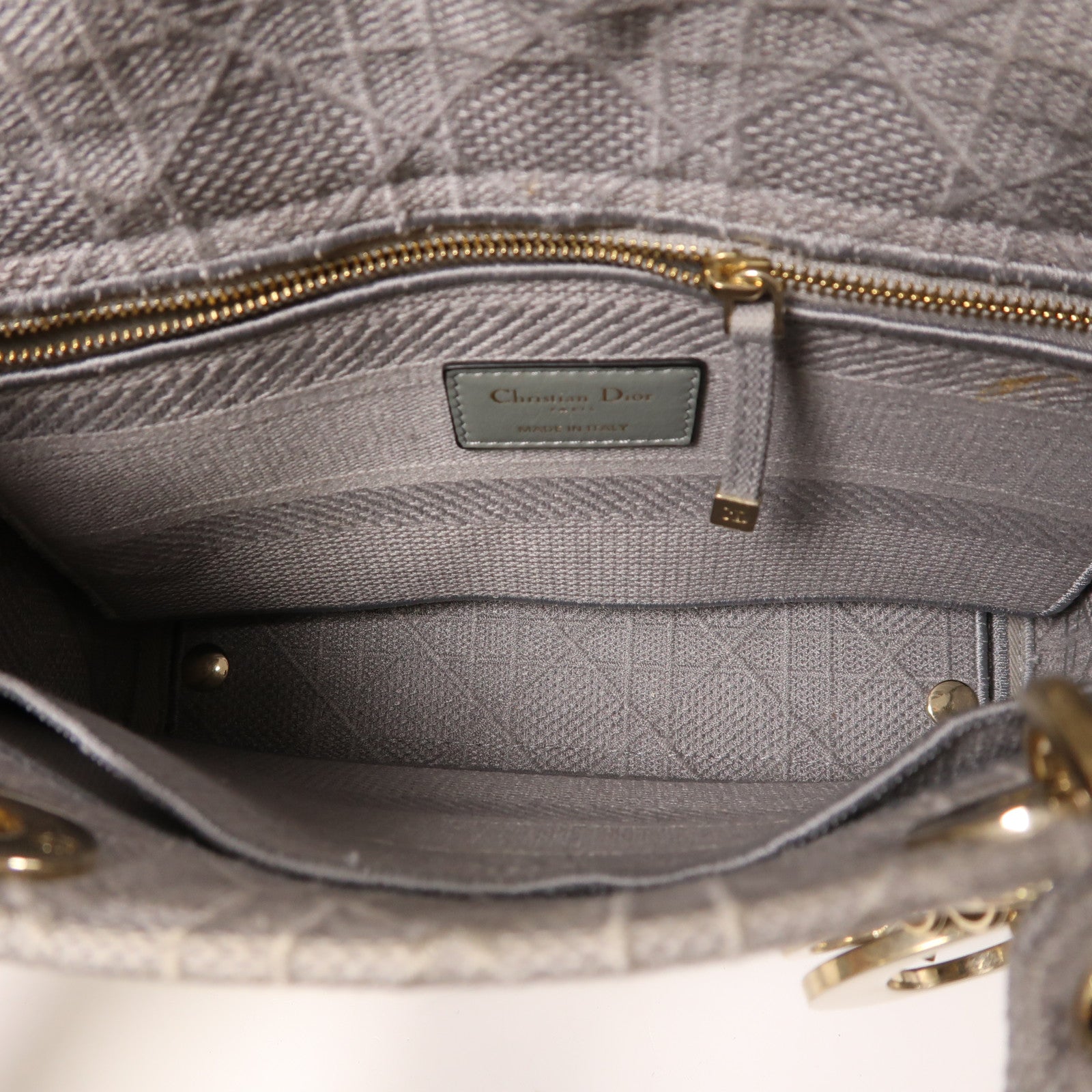 Dior 帆布Lady Dior金扣手挽肩背兩用袋