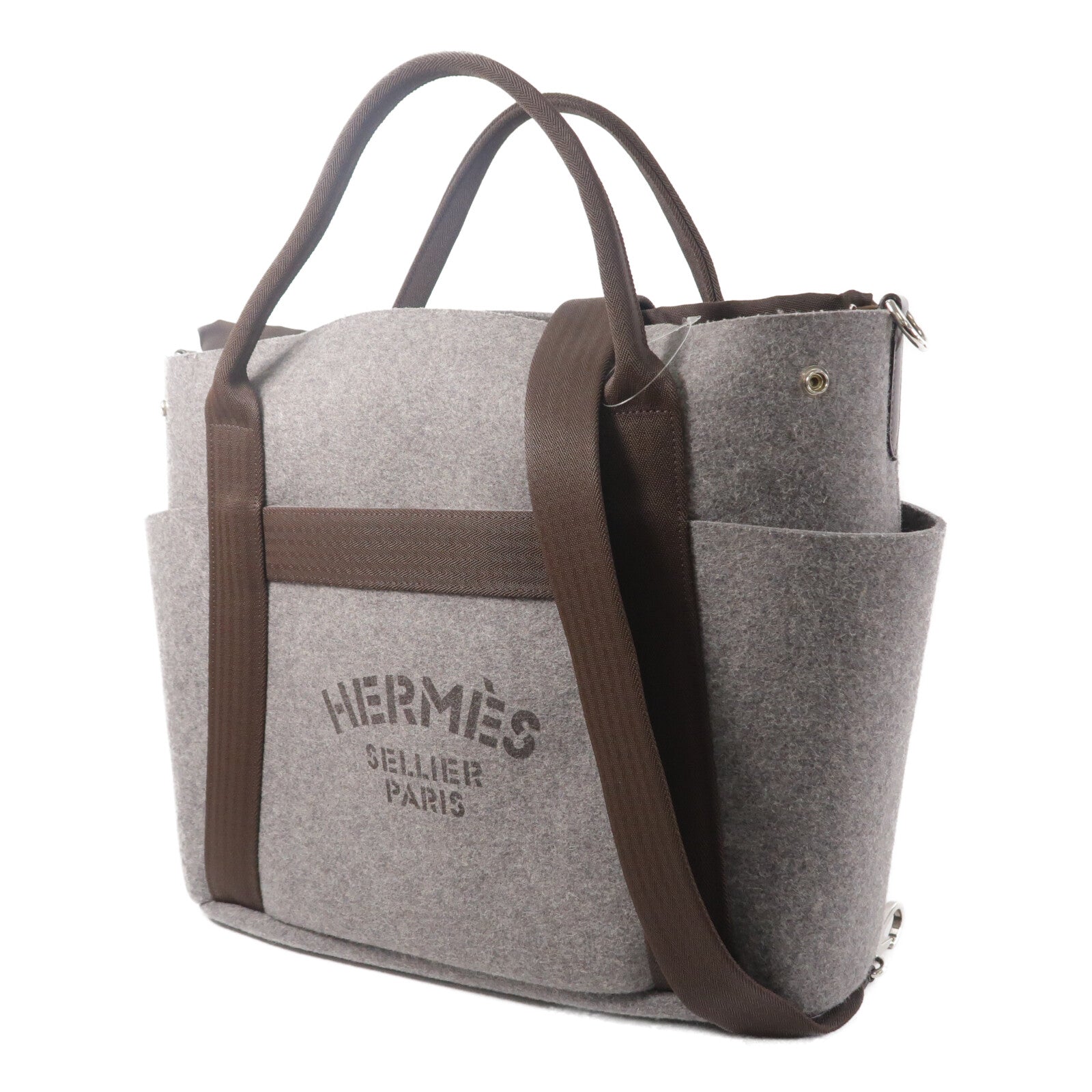 HERMES 【激減優惠】帆布/羊毛Grooming bag肩背袋