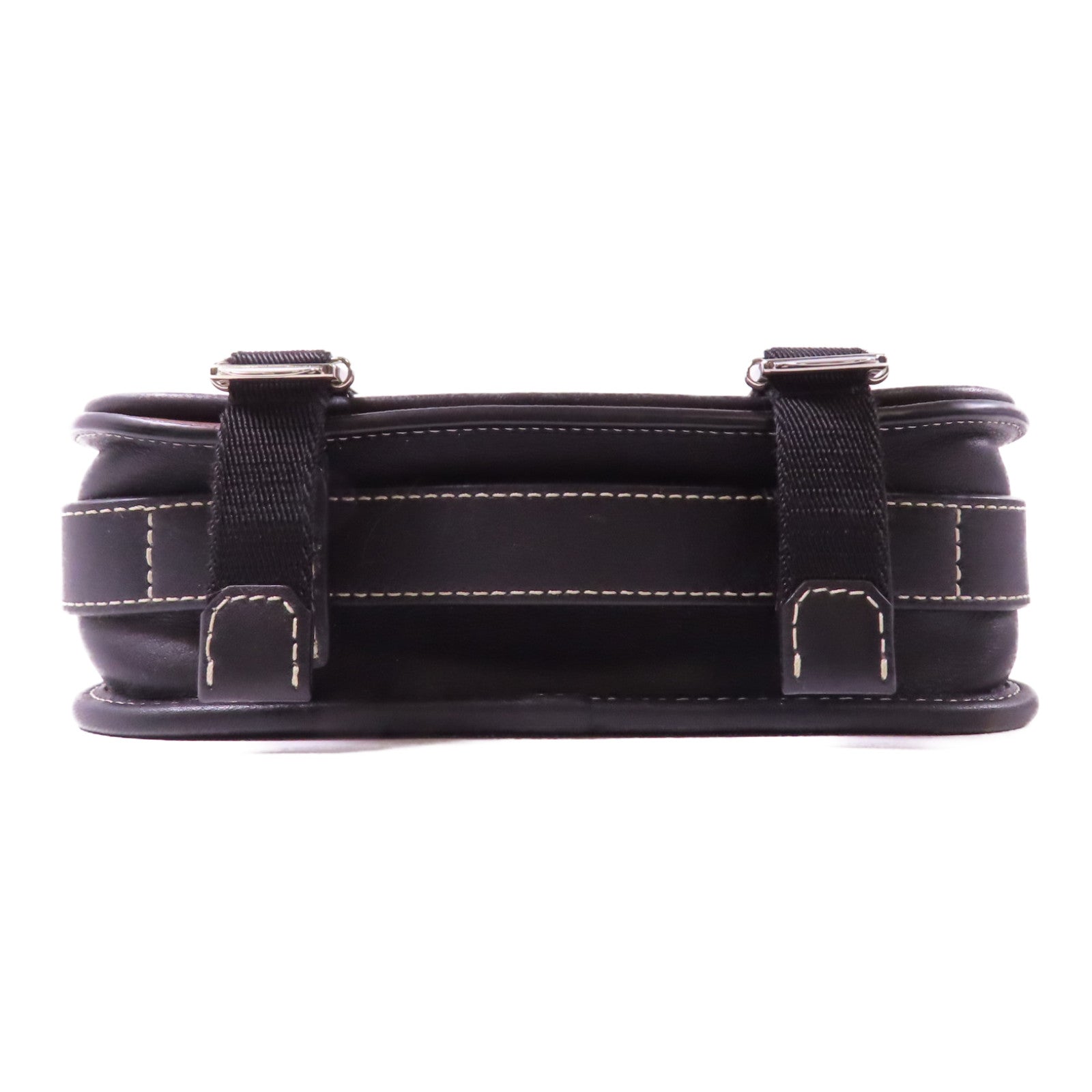 BURBERRY 塗層帆布Shoulder Bag銀扣肩背袋啡色/黑色