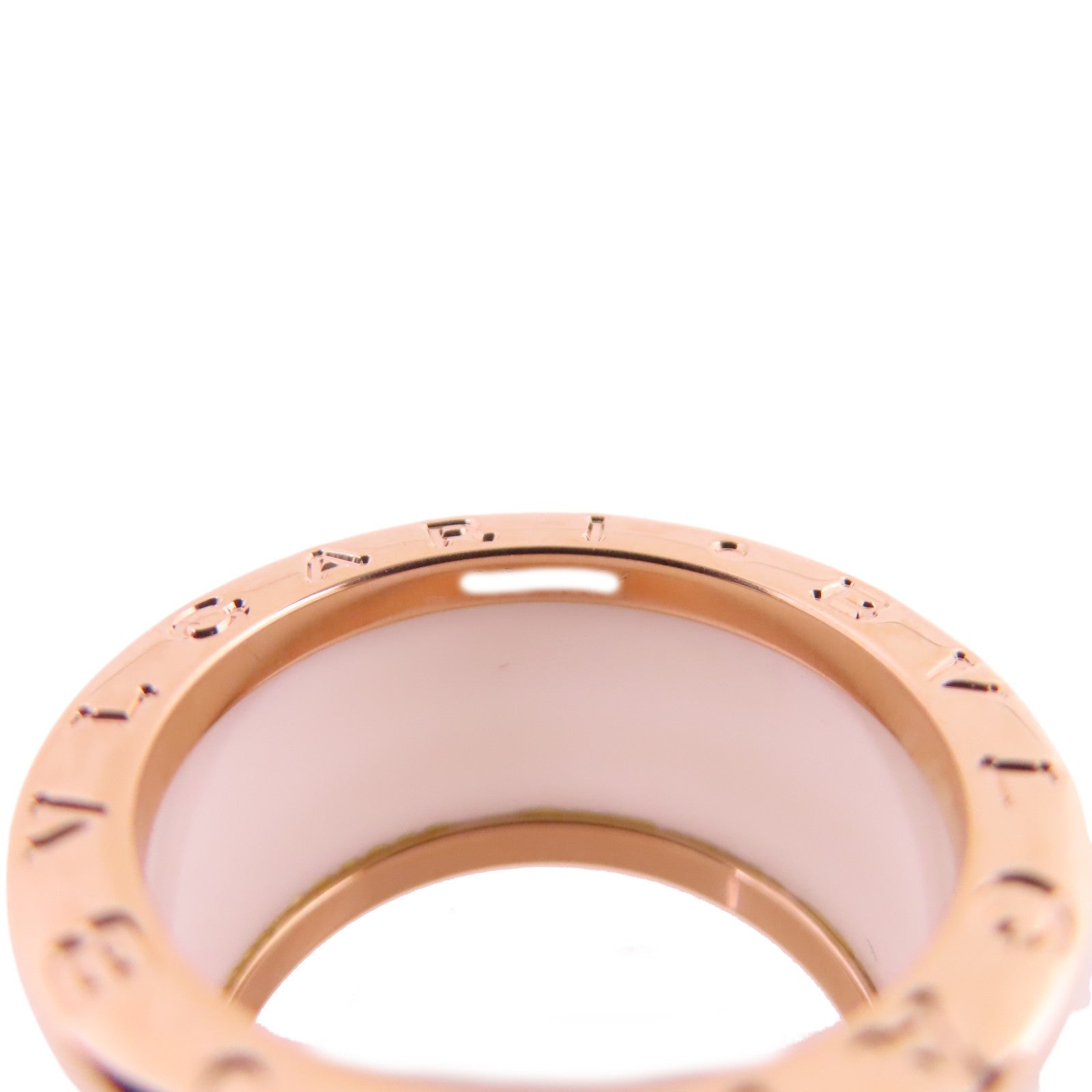 BVLGARI 18K玫瑰金/陶瓷B-Zero 1 4Band Ring戒指#54/US#6.25