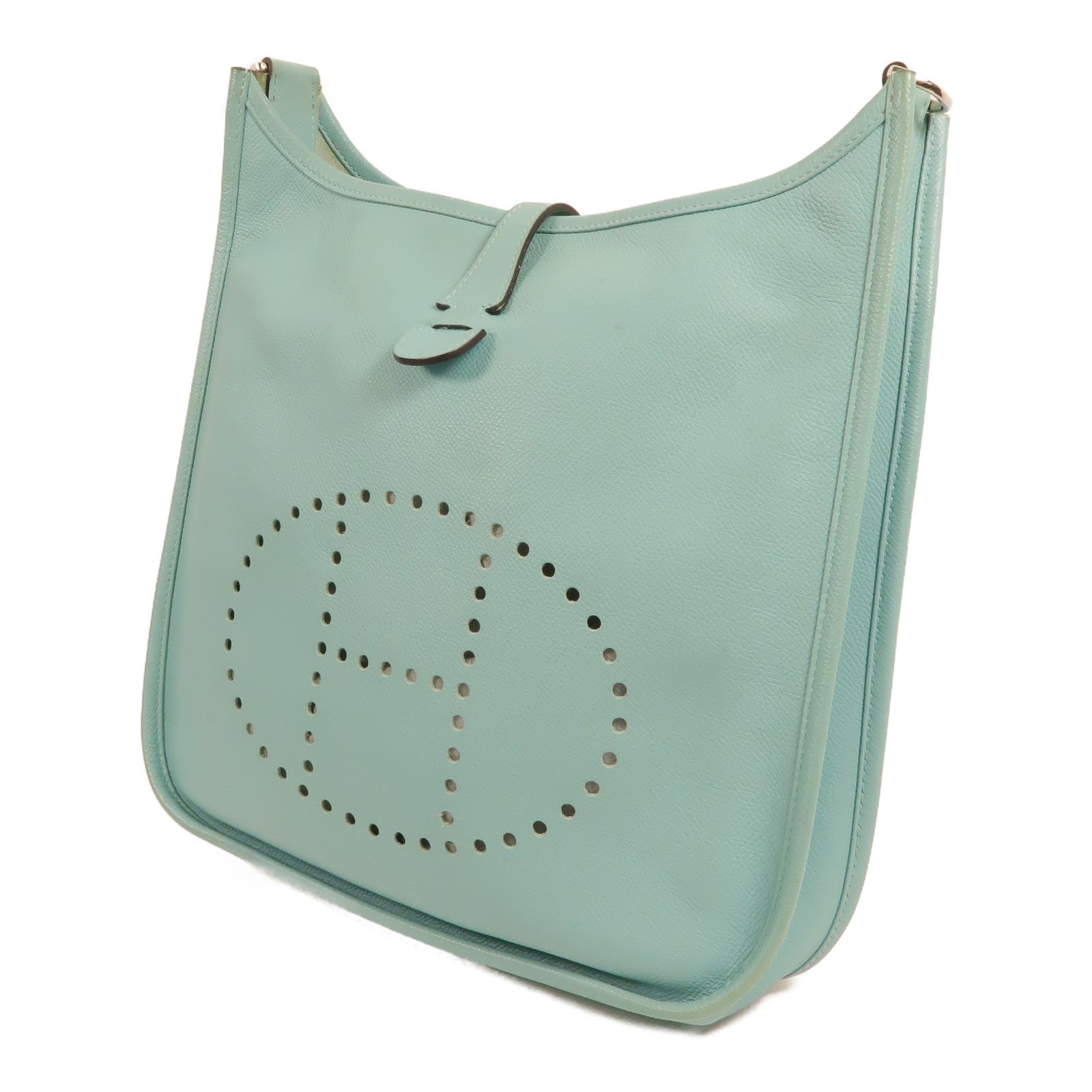 HERMES Epsom皮革Evelyne PM 肩背袋Bleu Atoll
